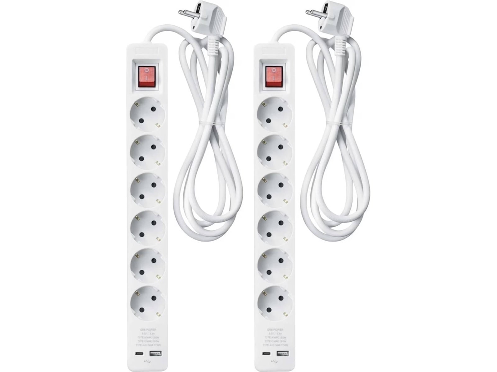 Andersson PWS-C2000 strømforgrener 6-veis 3m 2-pack Skjøtekabel & forgrener