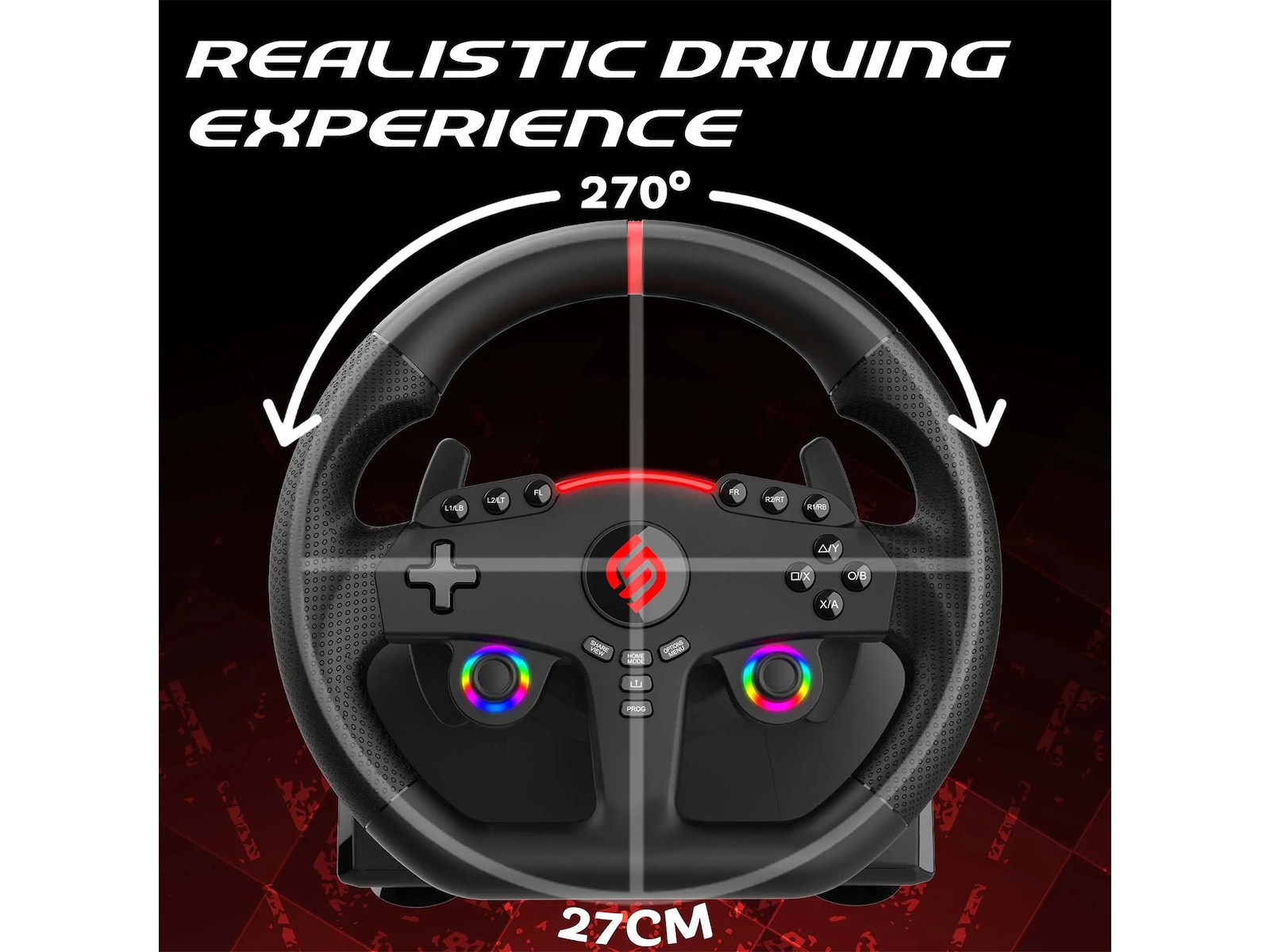 Subsonic 270 GT Gaming Ratt med Pedaler og Paddles Ratt og pedaler