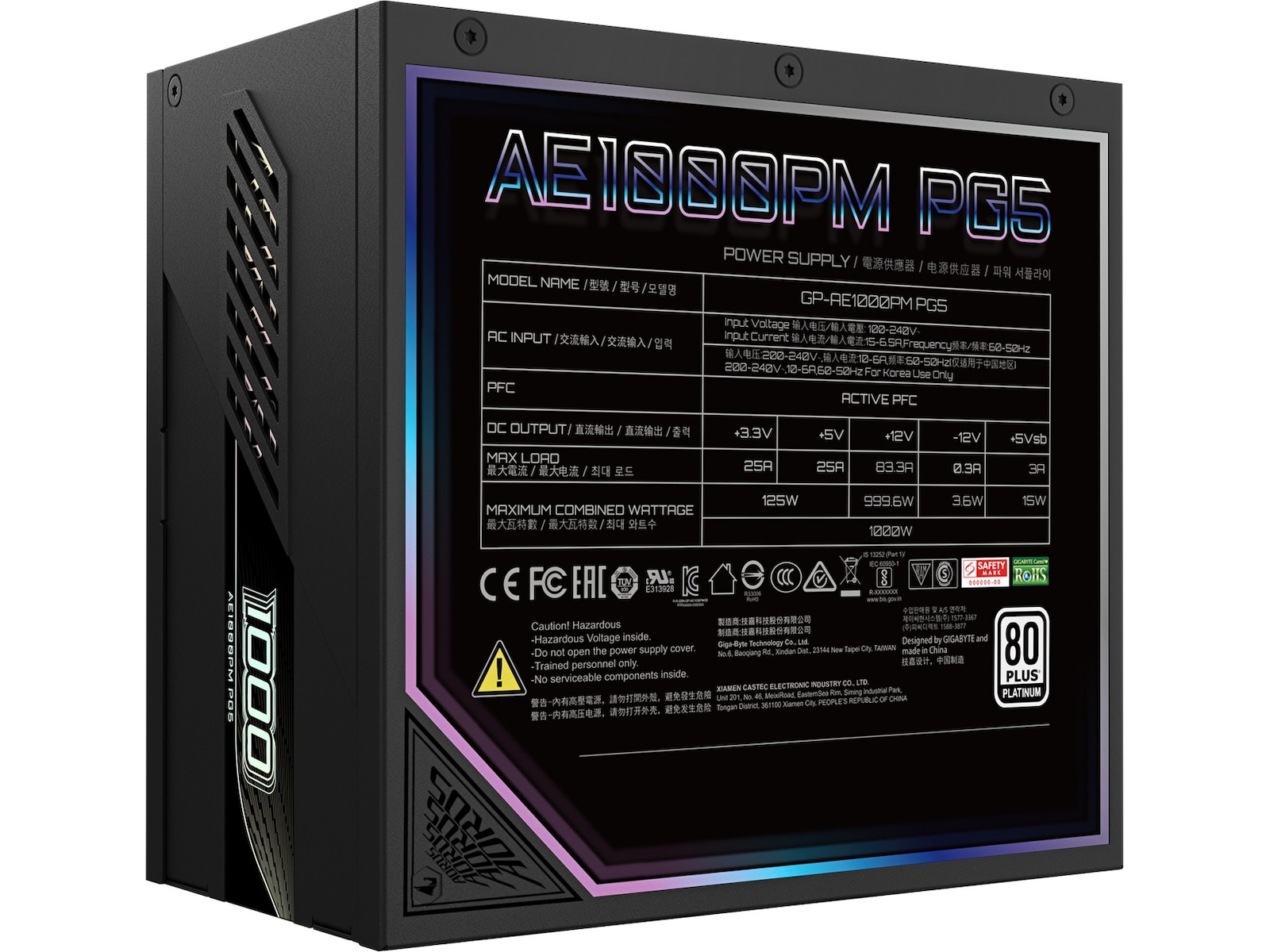 Gigabyte AORUS ELITE P1000W PSU (sort) Enheter