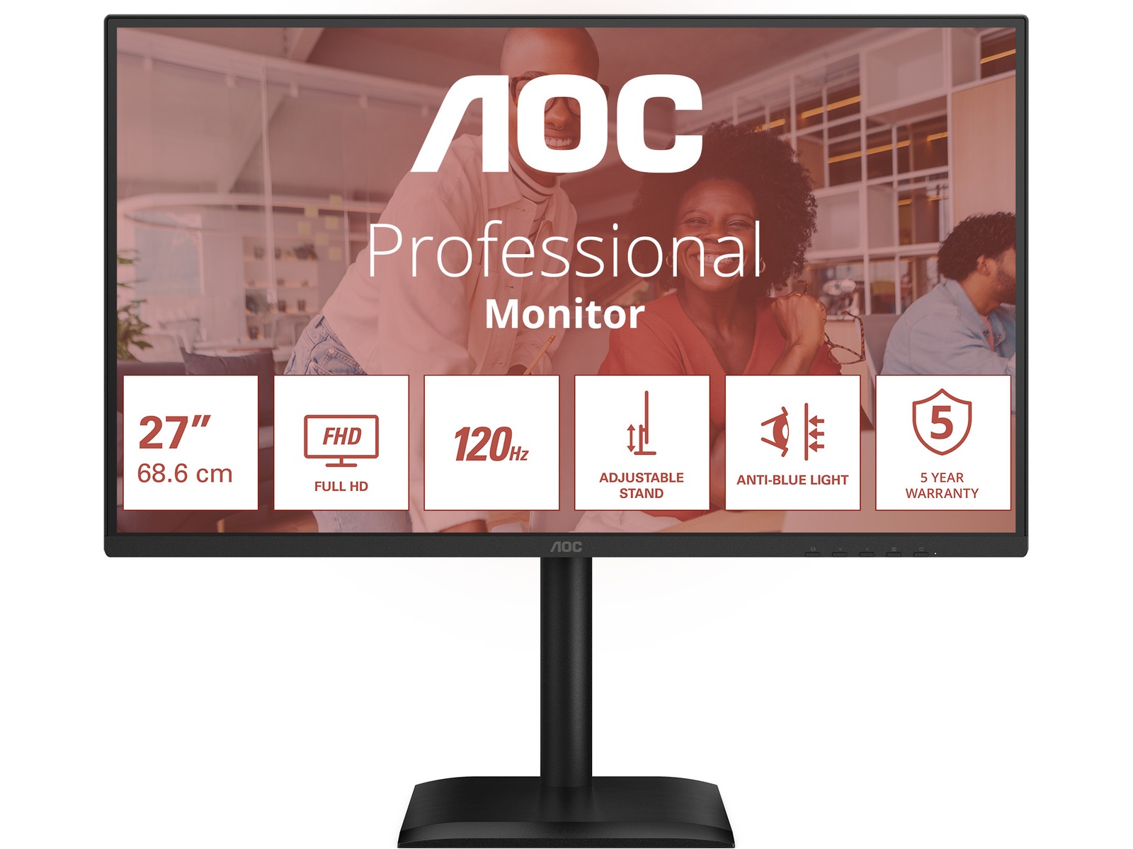AOC 27" skjerm 27E4CV 1920x1080 IPS, 120hz, 4ms, 1000:1, RJ45, HDMI/DP/USB-C(90w)