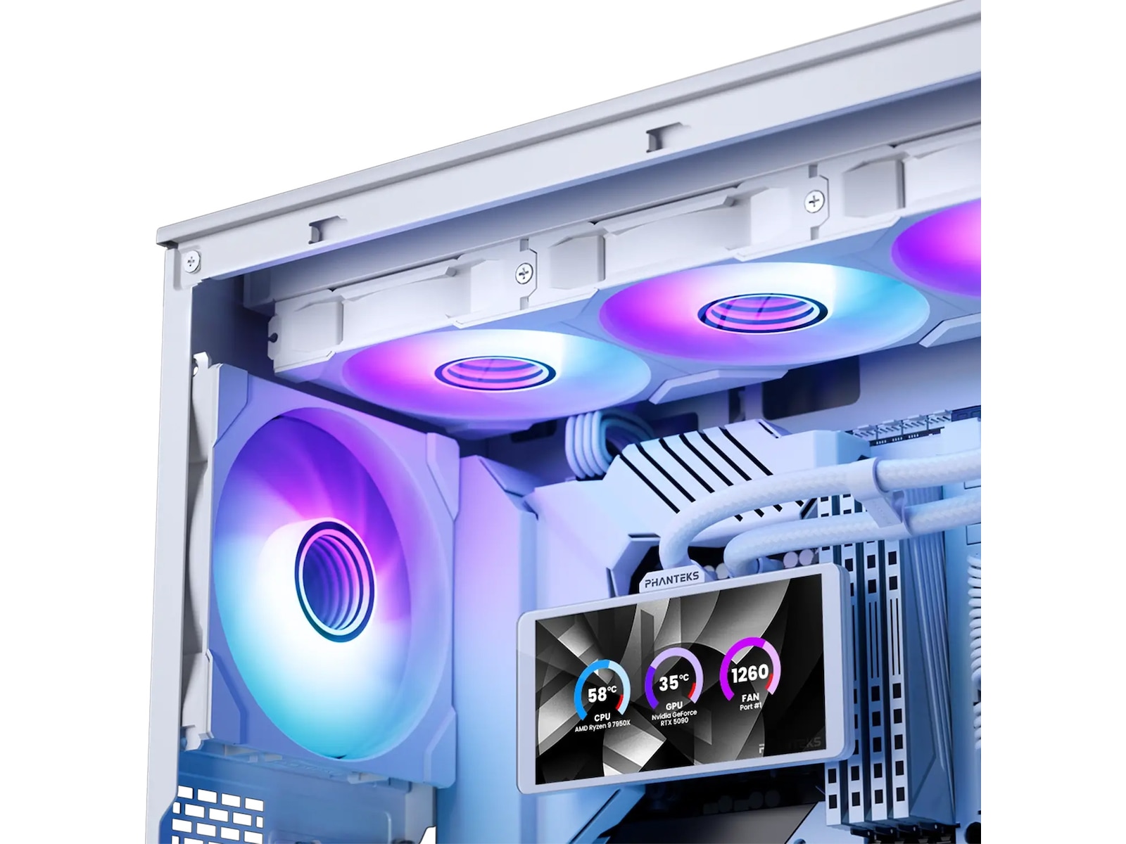 Phanteks Glacier One 36025 LCD Kjøler (hvit) CPU - Vannkjøling