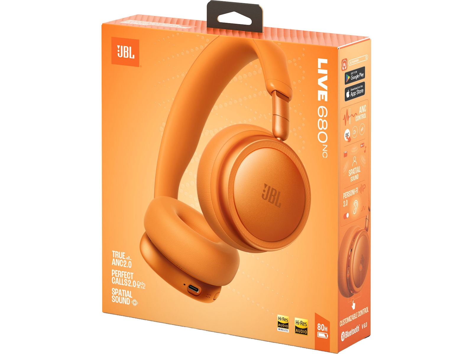 JBL LIVE 680NC Trådløse on-ear hodetelefoner (orange) Hodetelefoner