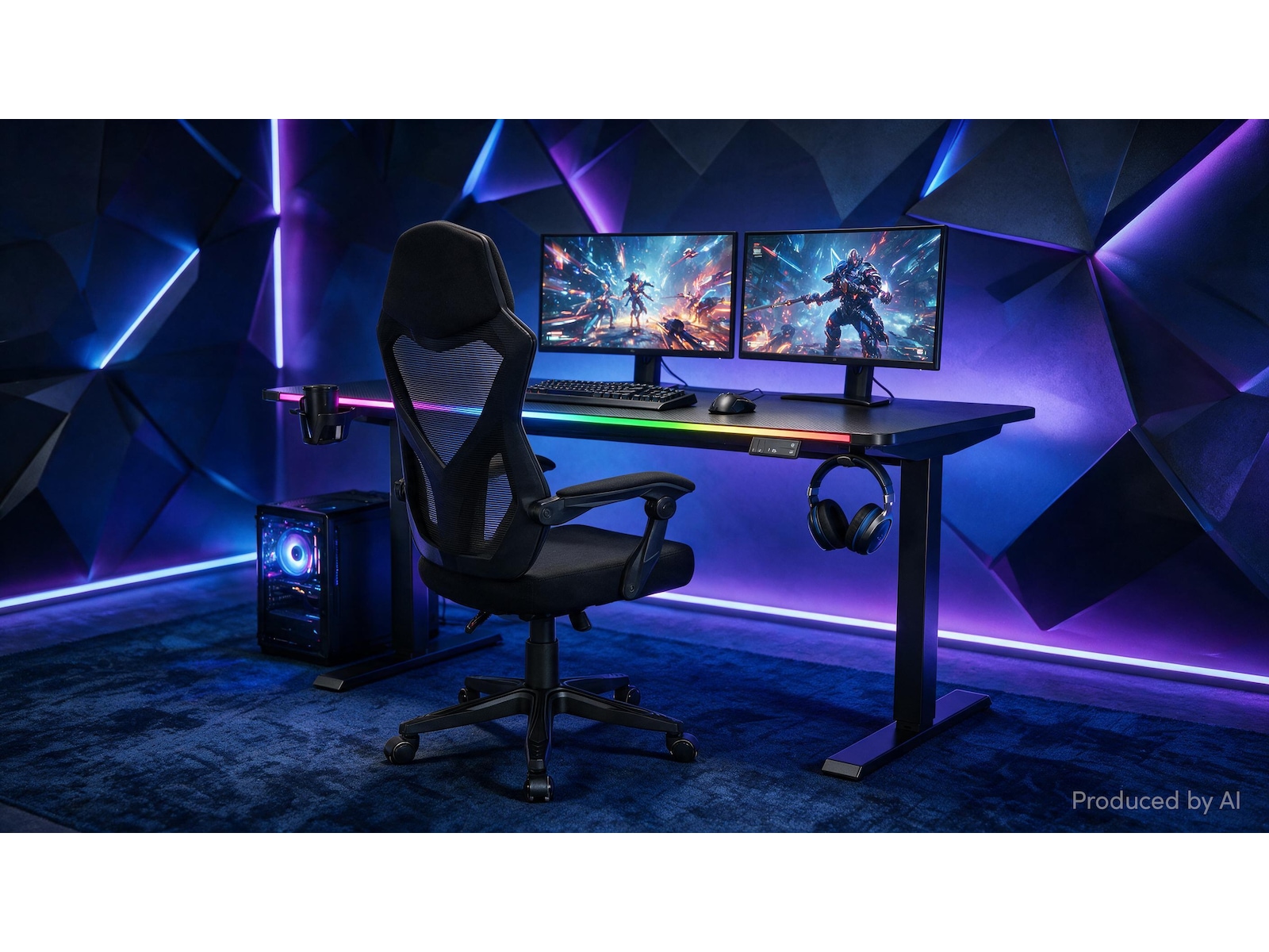 Mission Hyperion Motorisert RGB Gaming-Skrivebord Gamingdesk