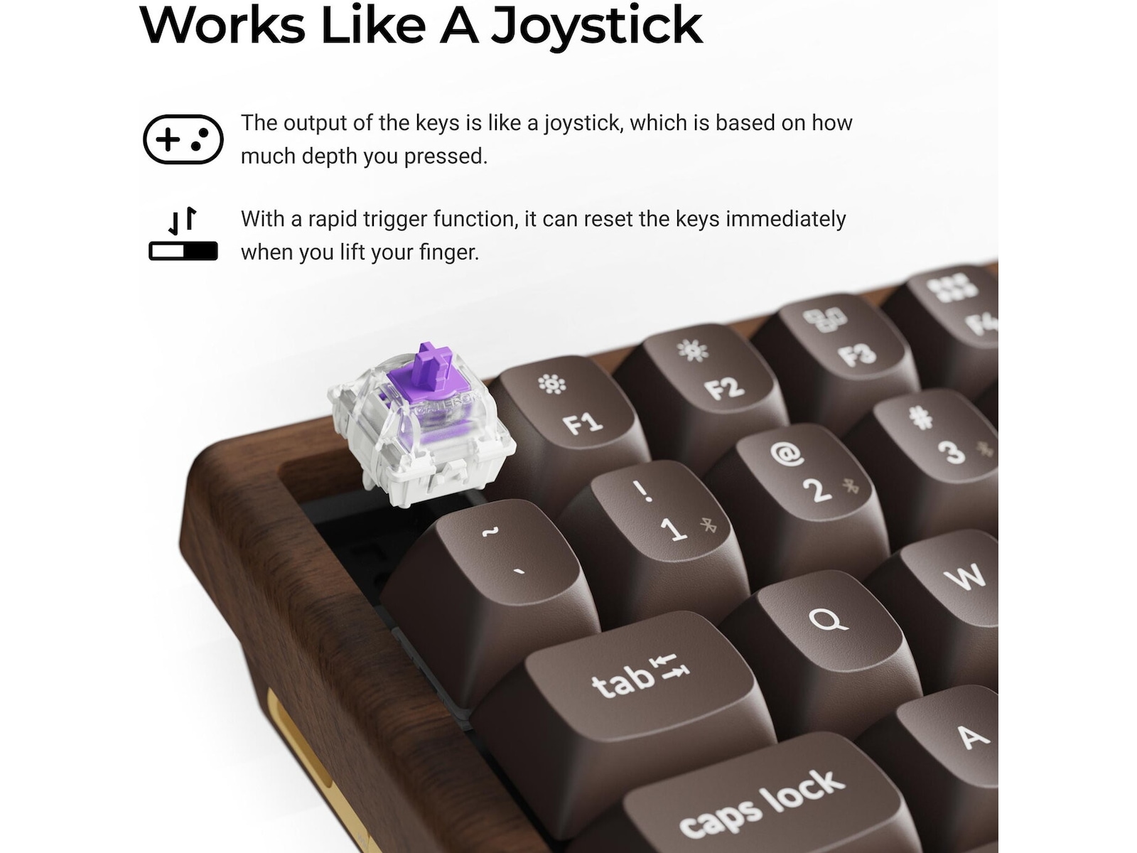Keychron K2H-F1W-BO mekanisk tastatur 75% trådløst (valnøtt) Gamingtastatur
