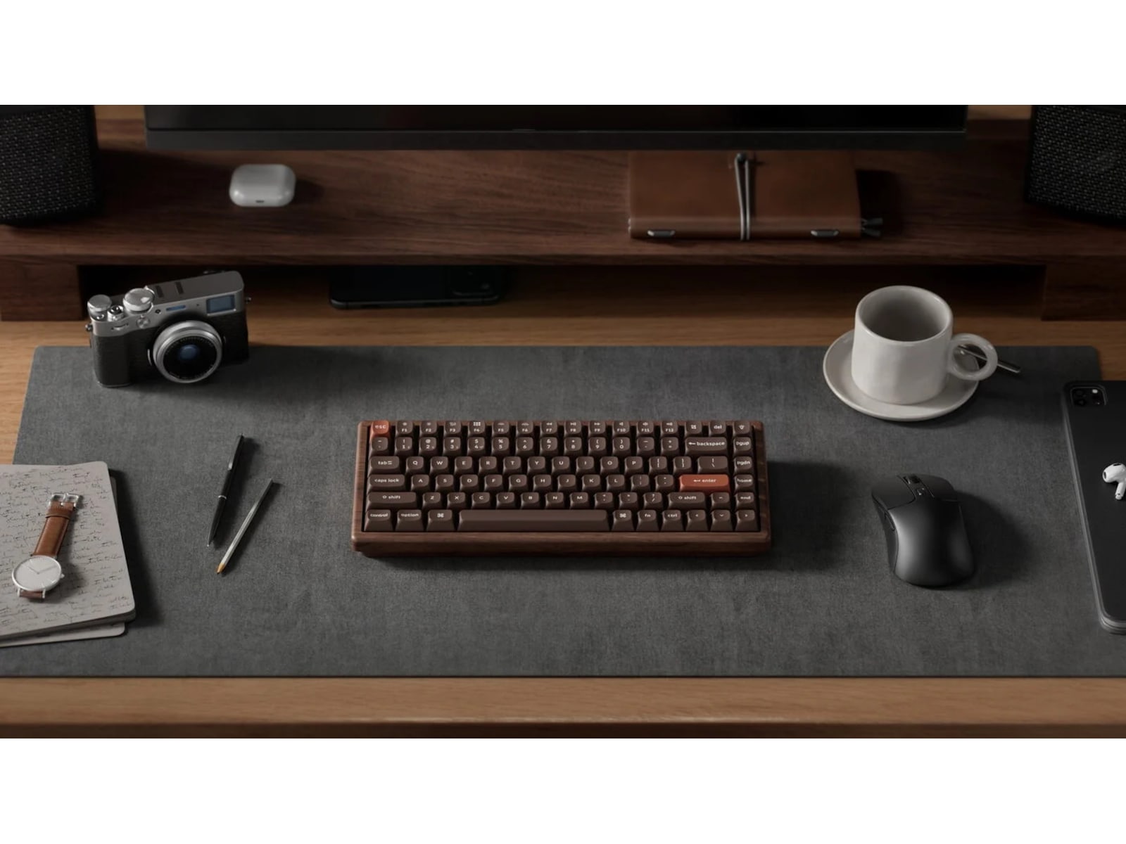 Keychron K2H-F1W-BO mekanisk tastatur 75% trådløst (valnøtt) Gamingtastatur