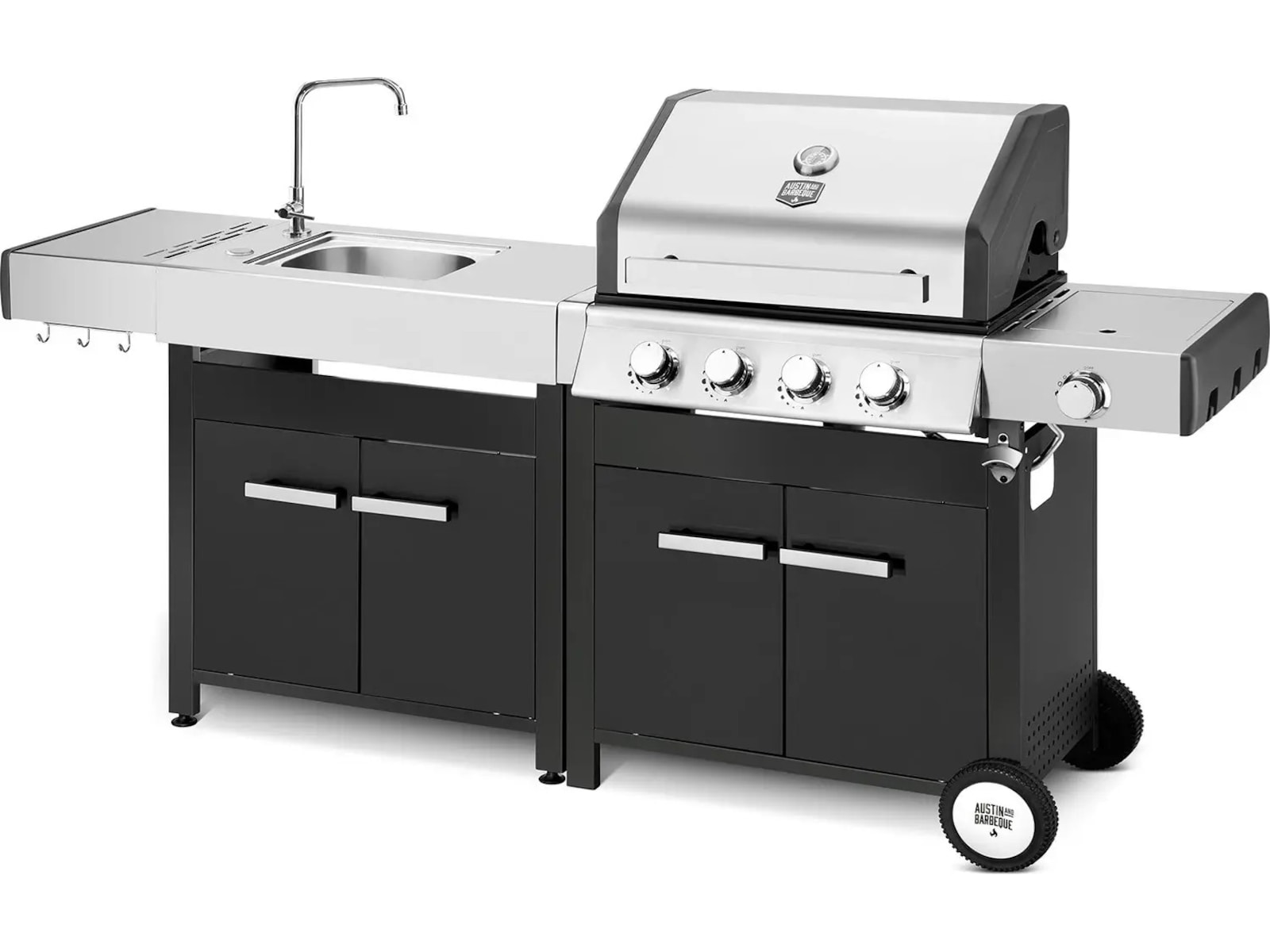 Austin and Barbeque Sidebord med Vask Vogner til utendørsgriller
