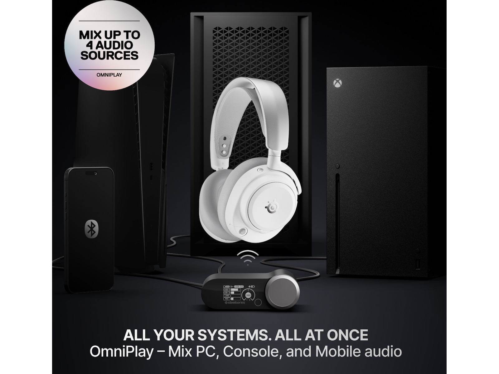 SteelSeries Arctis Nova Pro Omni trådløst gaming-headset (hvit) Gamingheadset