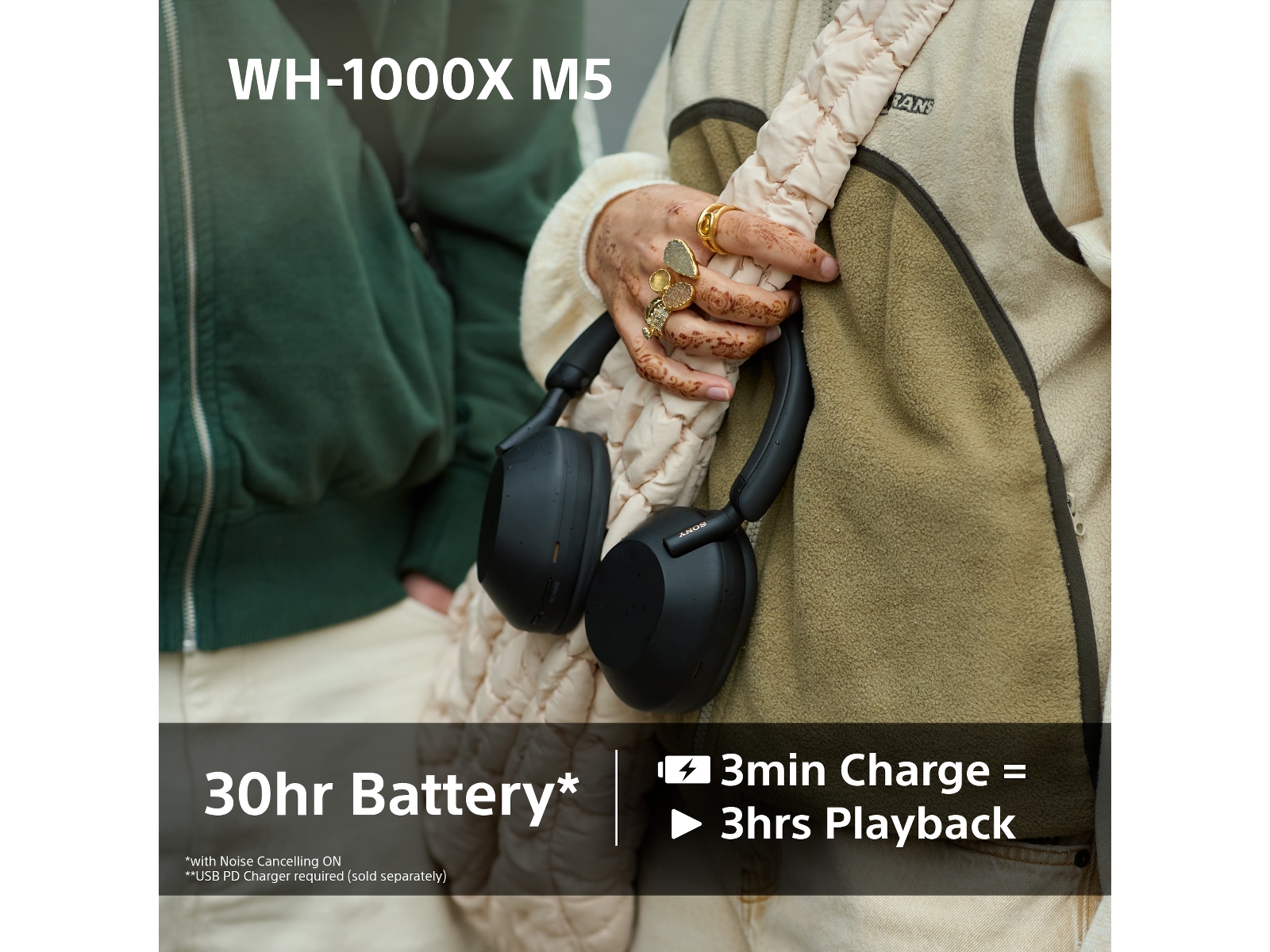 Sony WH-1000XM5 trådløse hodetelefoner, Over-Ear (sølv) -B-Grade Demo headset
