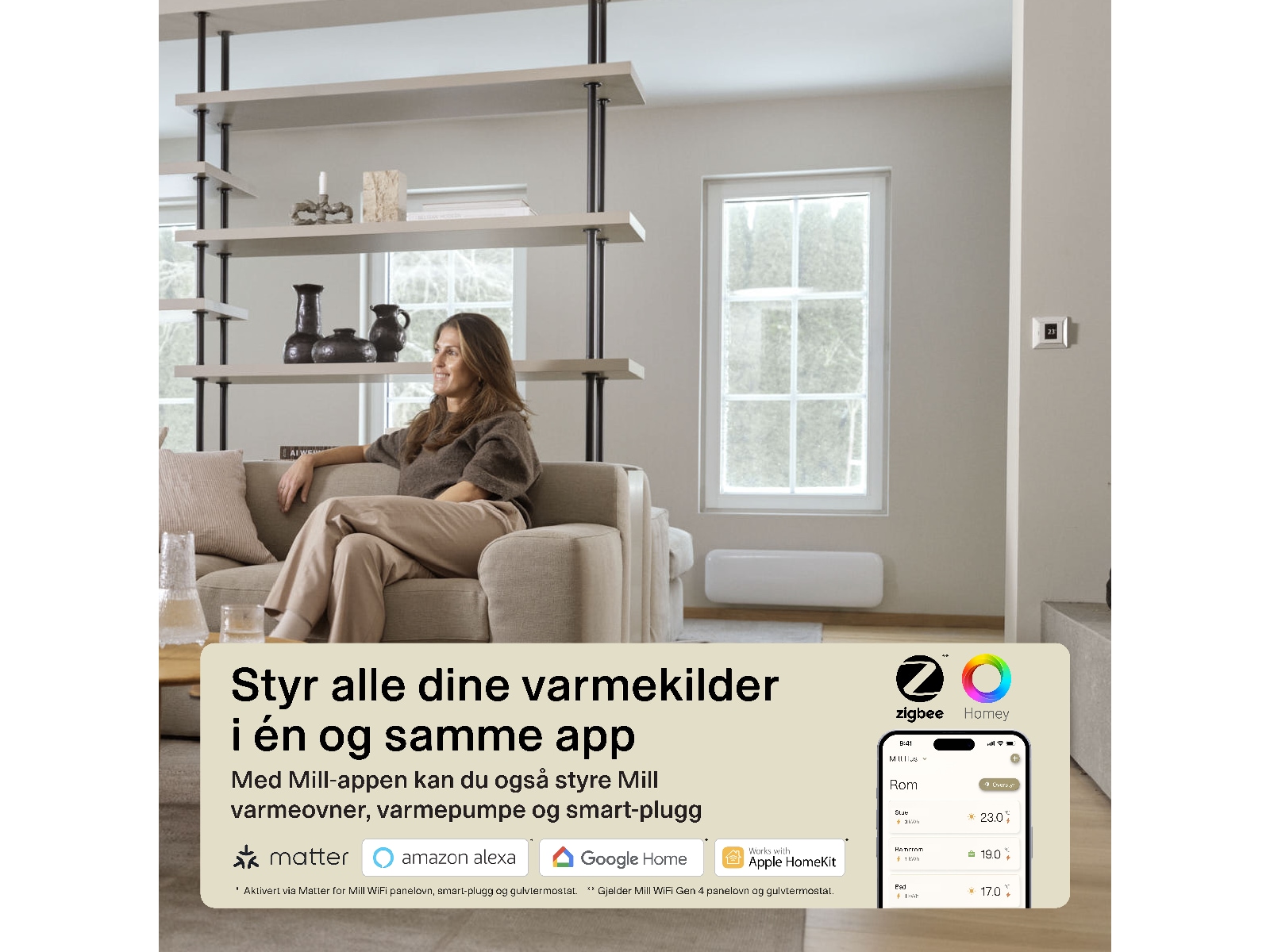 Mill Smart WiFi Gulvtermostat 2-pack (matt hvit) Tilbehør til varme