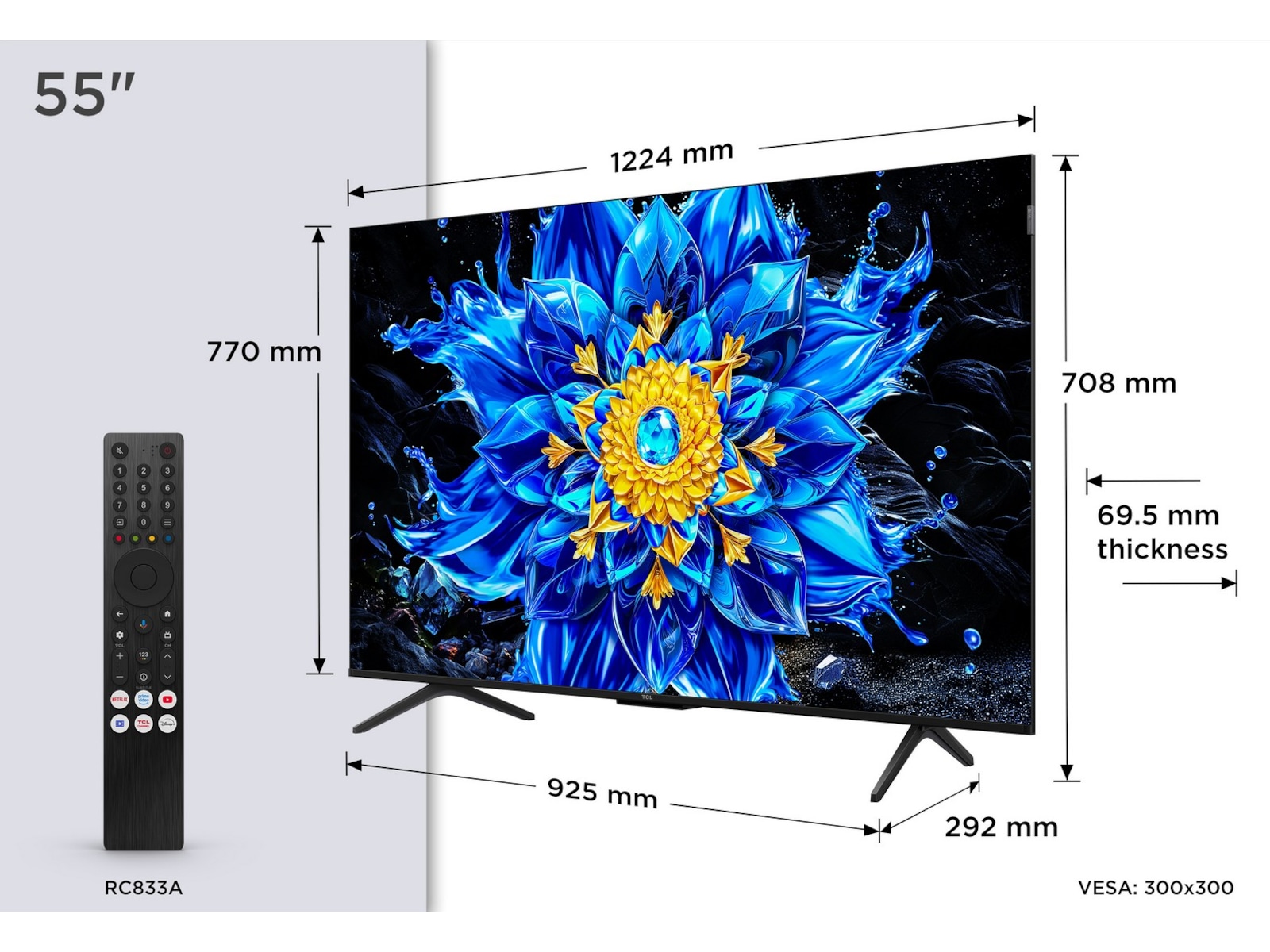 TCL T8D 55" 4K QD-Mini LED Smart TV (2026) 50 - 59 tommer TV