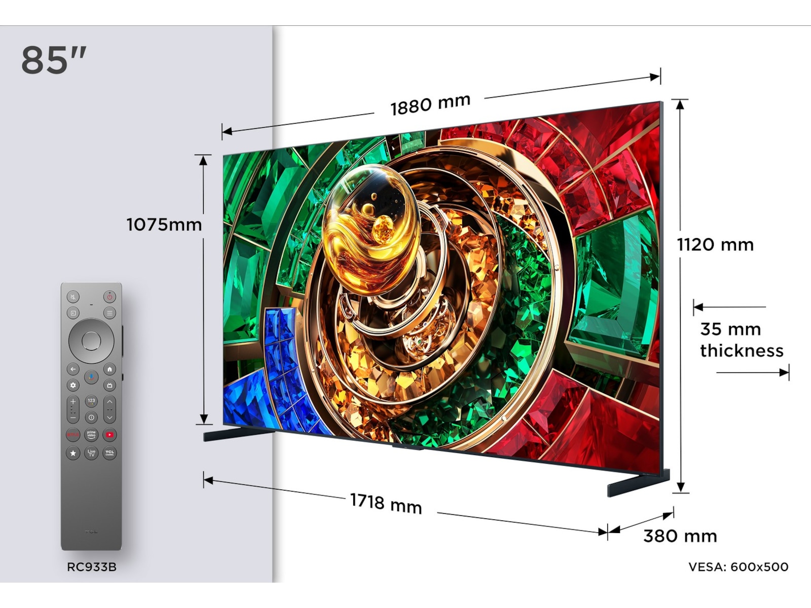 TCL 85" RM9L RGB-Mini LED 4K Smart TV (2026) Over 80 tommer TV