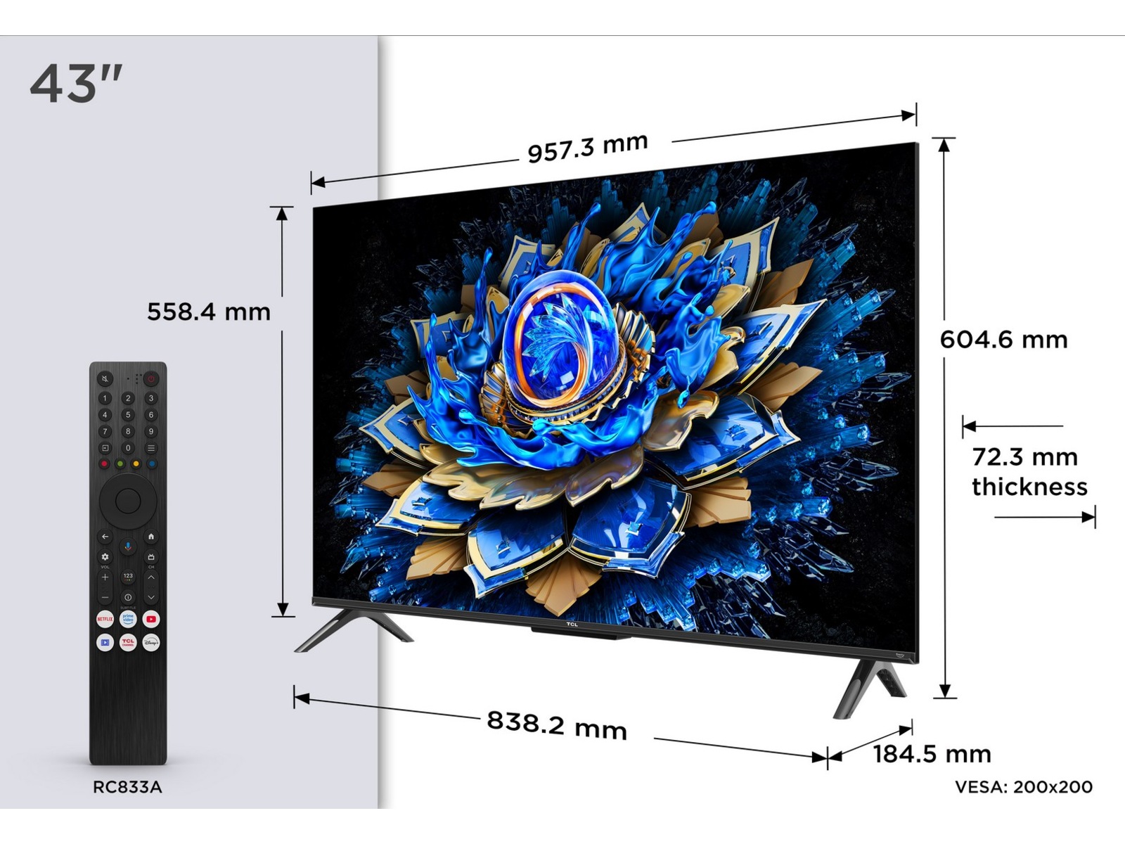 TCL T69C 43” QLED Smart TV 4K (2026) 20 - 49 tommer TV