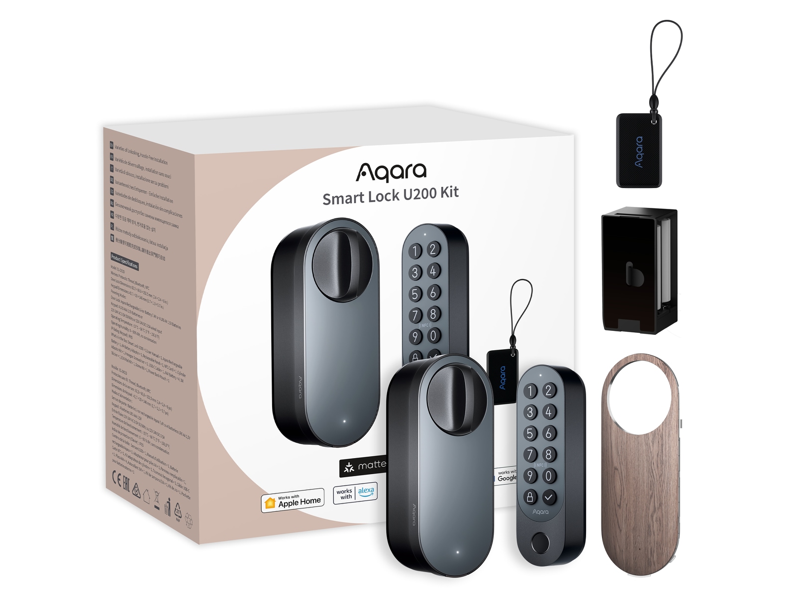 Aqara Smart Lock U200 Sett + Hub M3 + Doorbell Camera Hub G410 Elektronisk dørlås