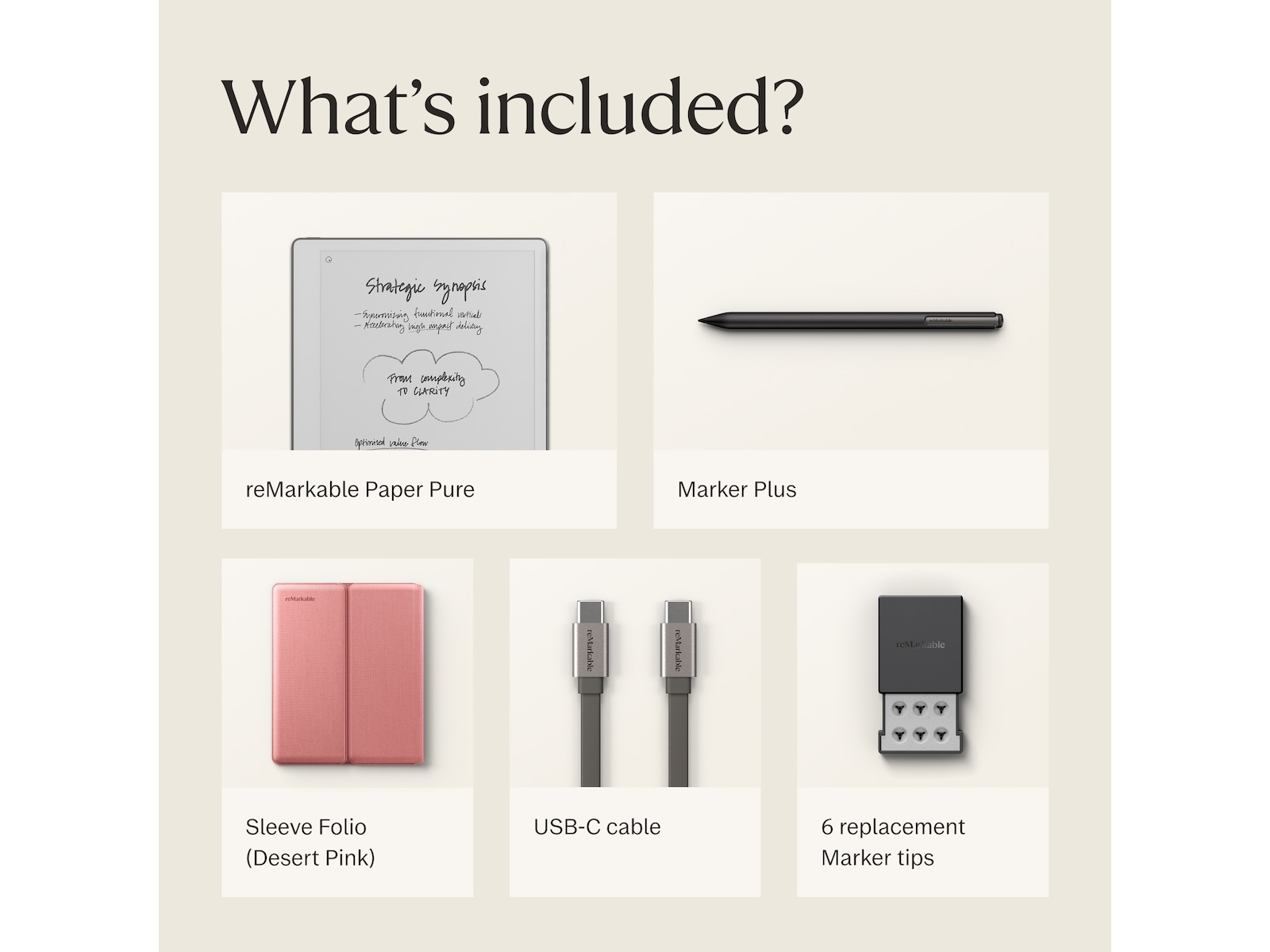 reMarkable Paper Pure 10,3" + Marker Plus + Sleeve Folio (desert pink) 