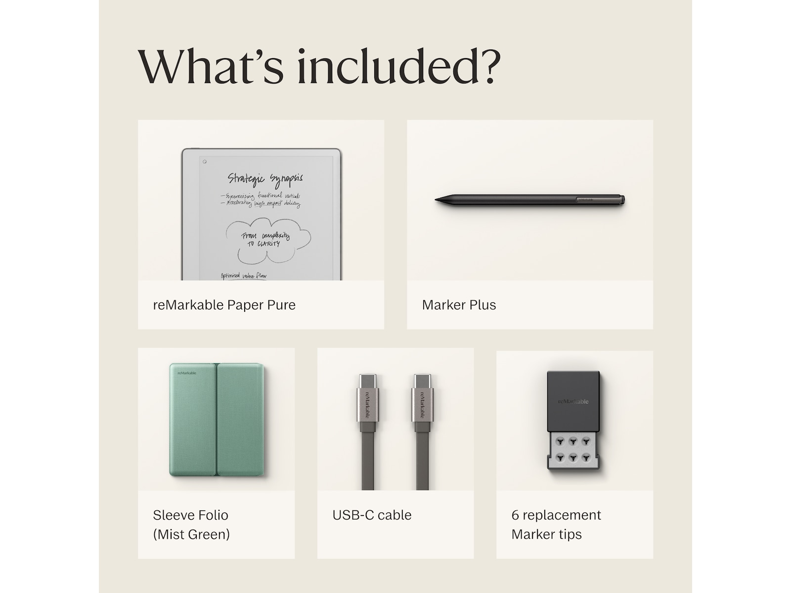 reMarkable Paper Pure 10,3" + Marker Plus + Sleeve Folio (mist green) Digitale notatblokker