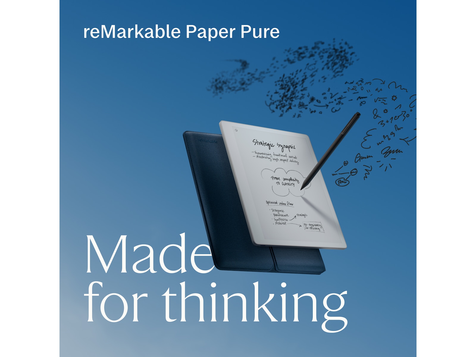 reMarkable Paper Pure 10,3" + Marker Plus + Sleeve Folio (ocean blue) Digitale notatblokker