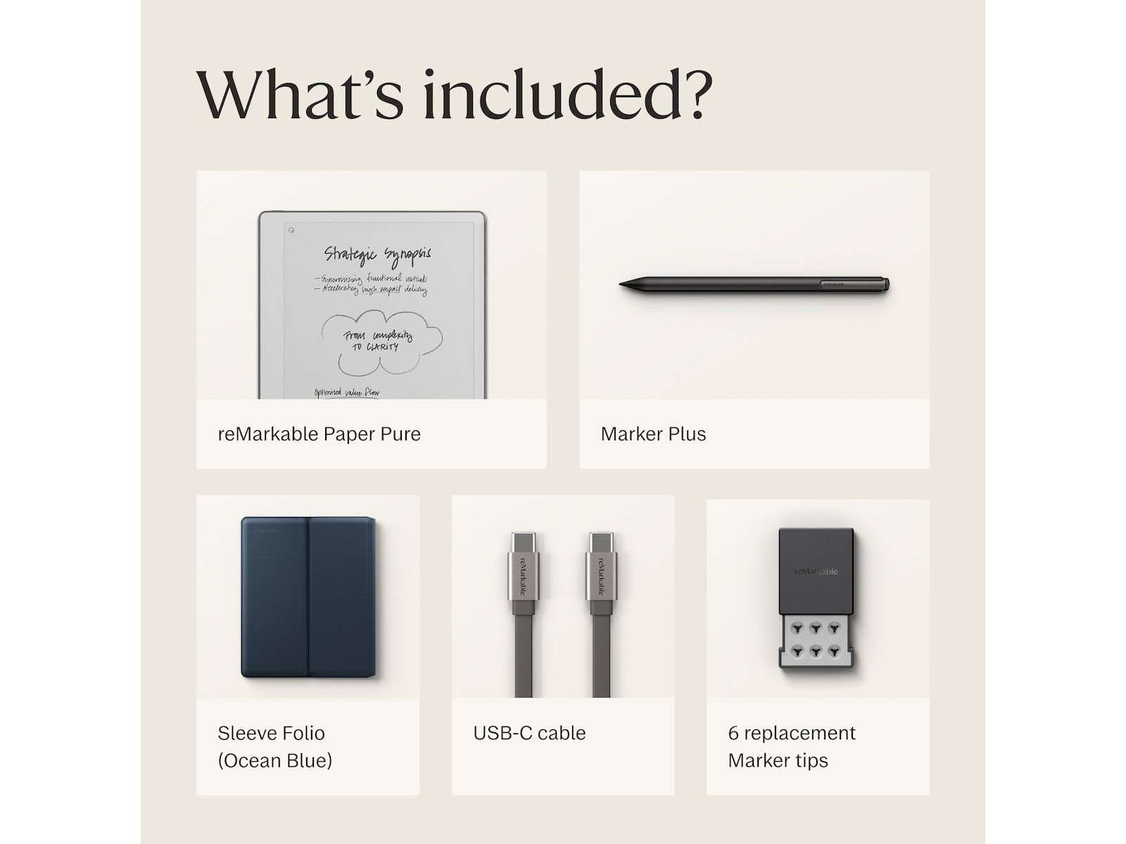 reMarkable Paper Pure 10,3" + Marker Plus + Sleeve Folio (ocean blue) Digitale notatblokker