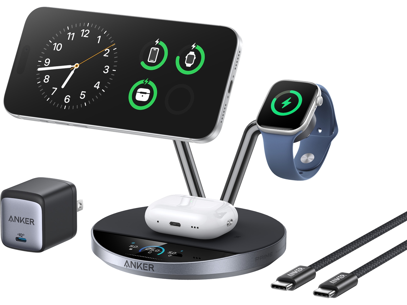 Anker Prime 3-in-1 trådløs ladestasjon (sort) Ladestasjon