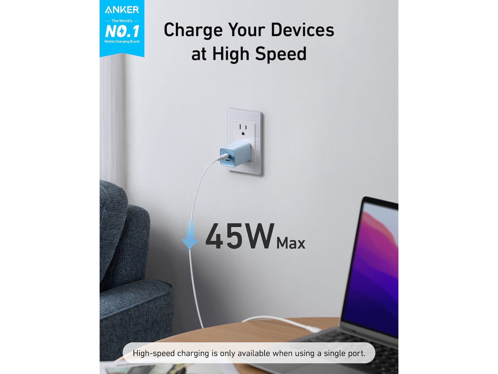 Anker 523 Nano 3 lader (hvit) Mobilladere