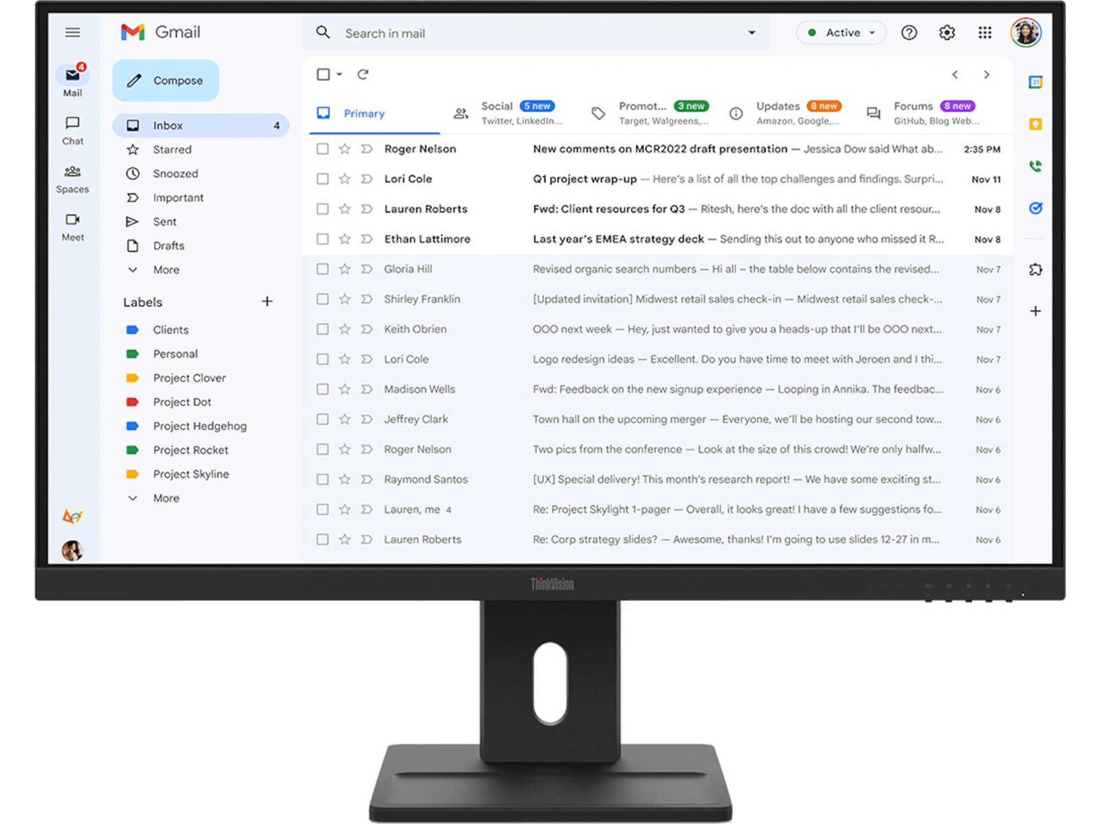 Lenovo 27" skjerm ThinkVision E27-40 Skjermer