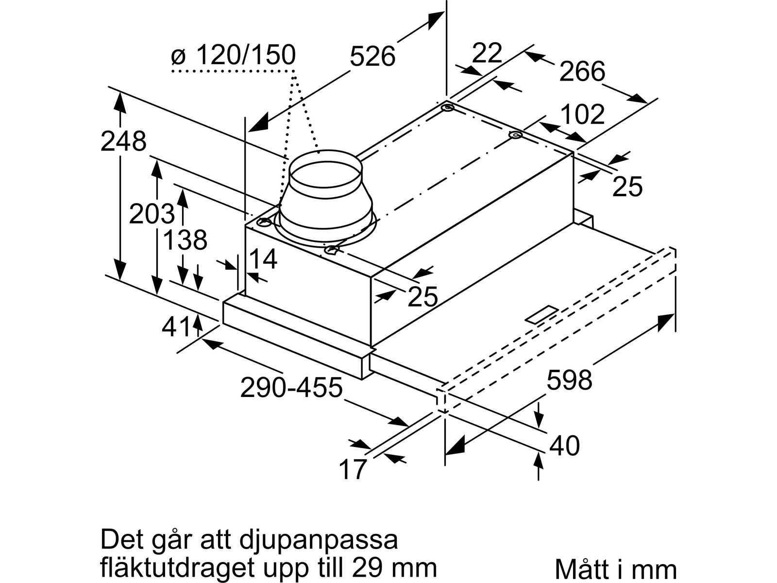 Siemens LI64LB531 iQ300 uttrekkbar kjøkkenvifte Veggmontert Kjøkkenvifte