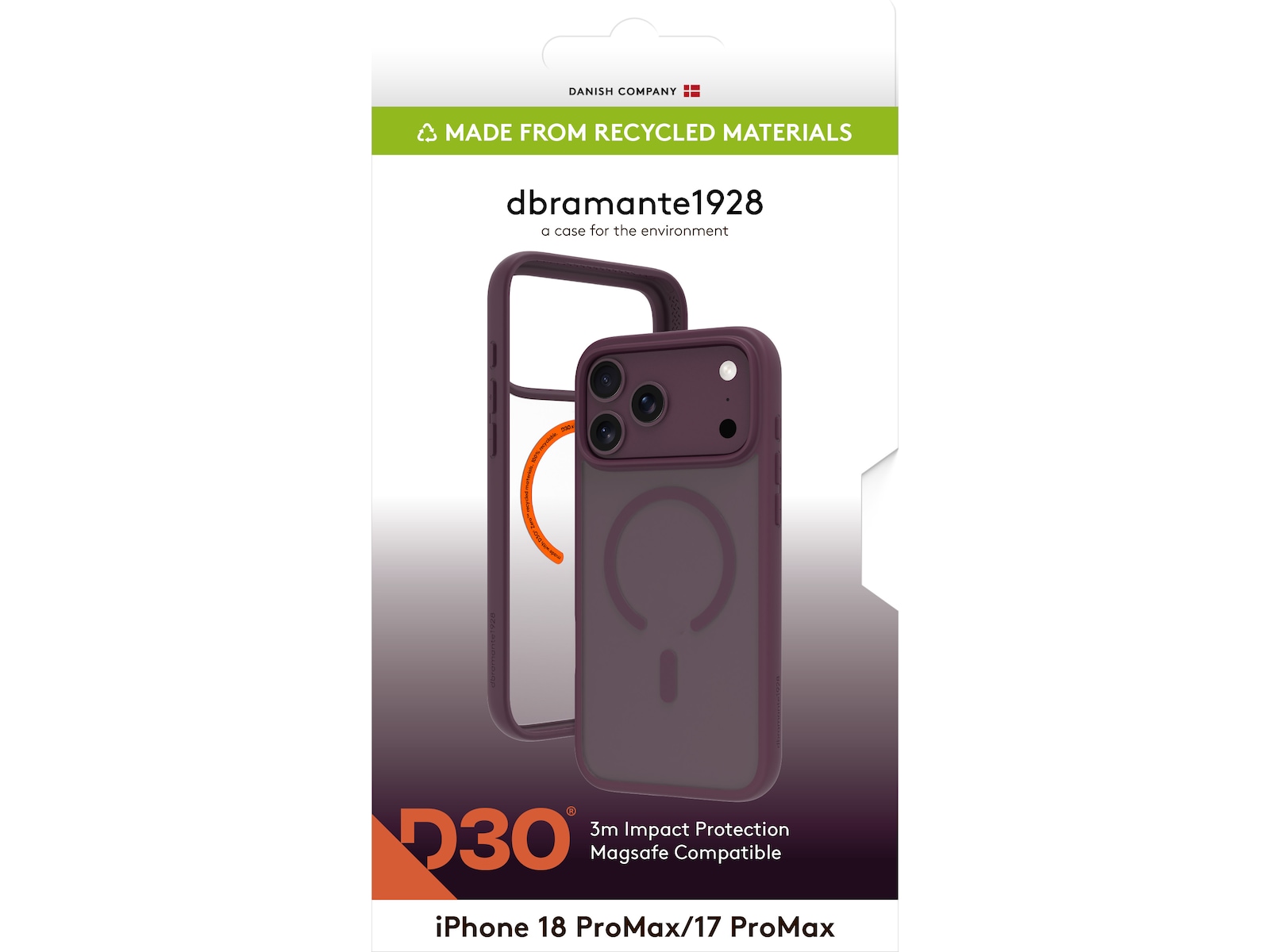dbramante1928 iPhone 17 Pro Max/18 Pro Max Grenen Ultra D3O MS (lilla) Mobildeksel