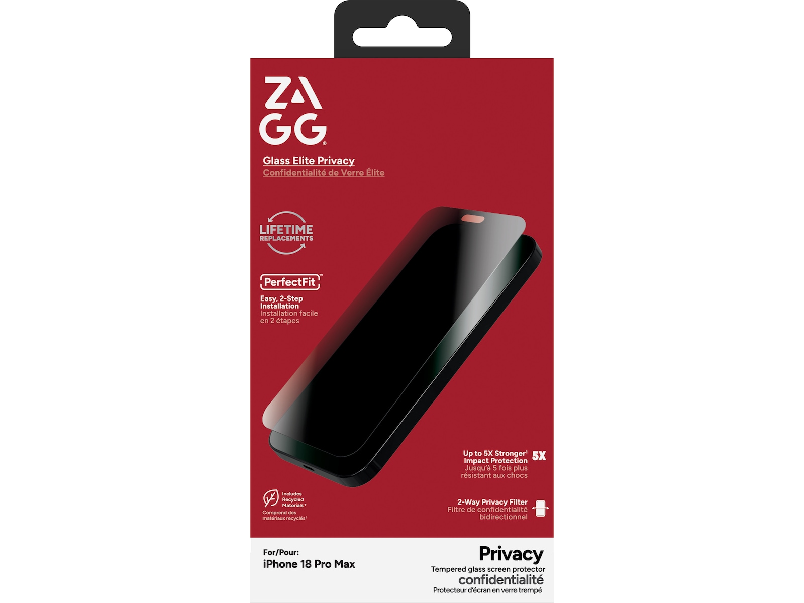 Zagg InvisibleShield Glass Elite Privacy iPhone 18 Pro Max Mobildeksel