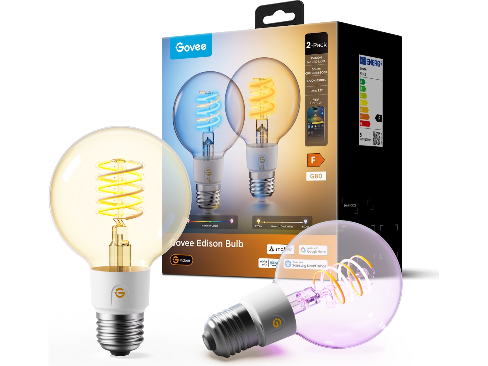 Govee Smart Edison Pærer 2-pack Lyspærer & LED-pærer