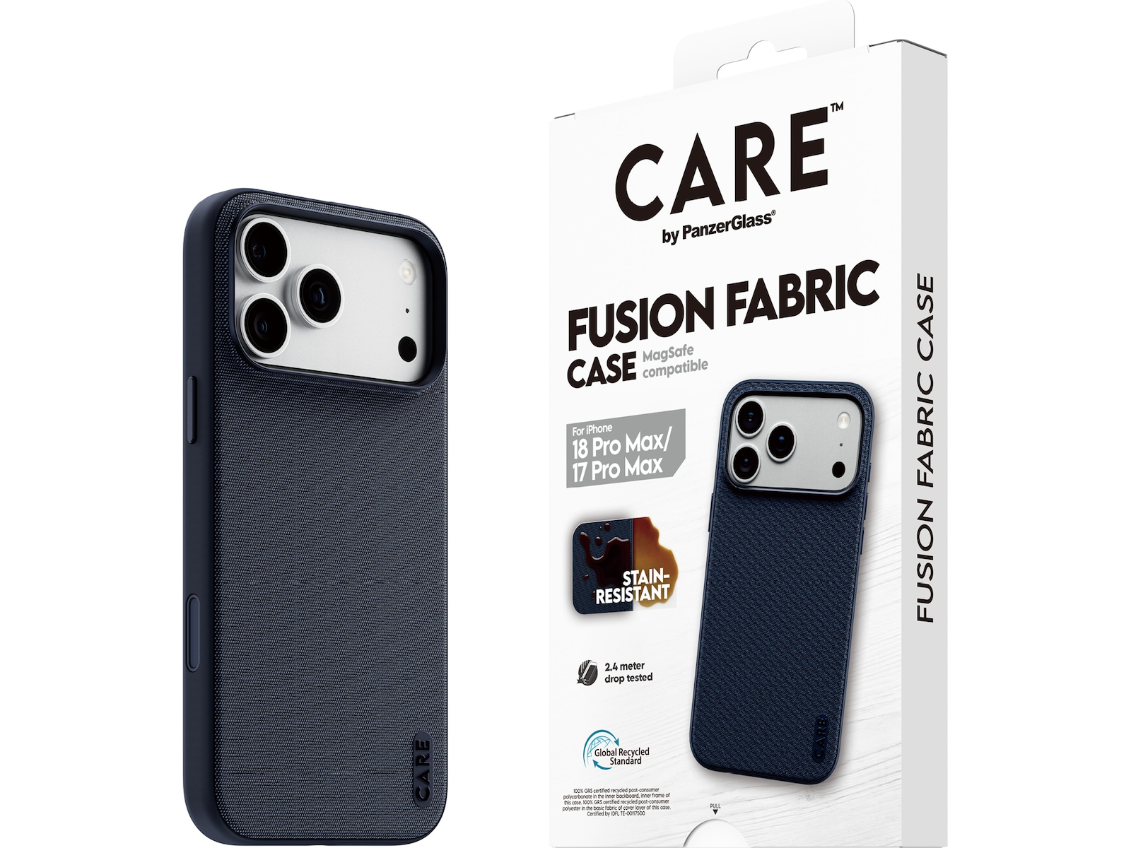 PanzerGlass CARE iPhone 17 Pro Max / 18 Pro Max Fusion Fabric deksel (blå) Mobildeksel