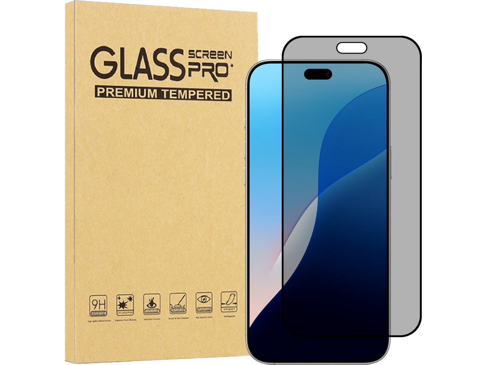 iiglo iPhone 18 Pro Glass Privacy Skjermbeskytter Skjermbeskytter