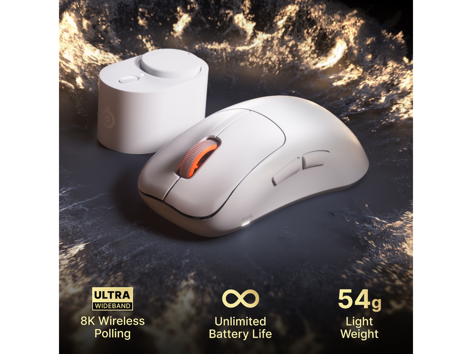SteelSeries Rival Pro Wireless (hvit) Gamingmus