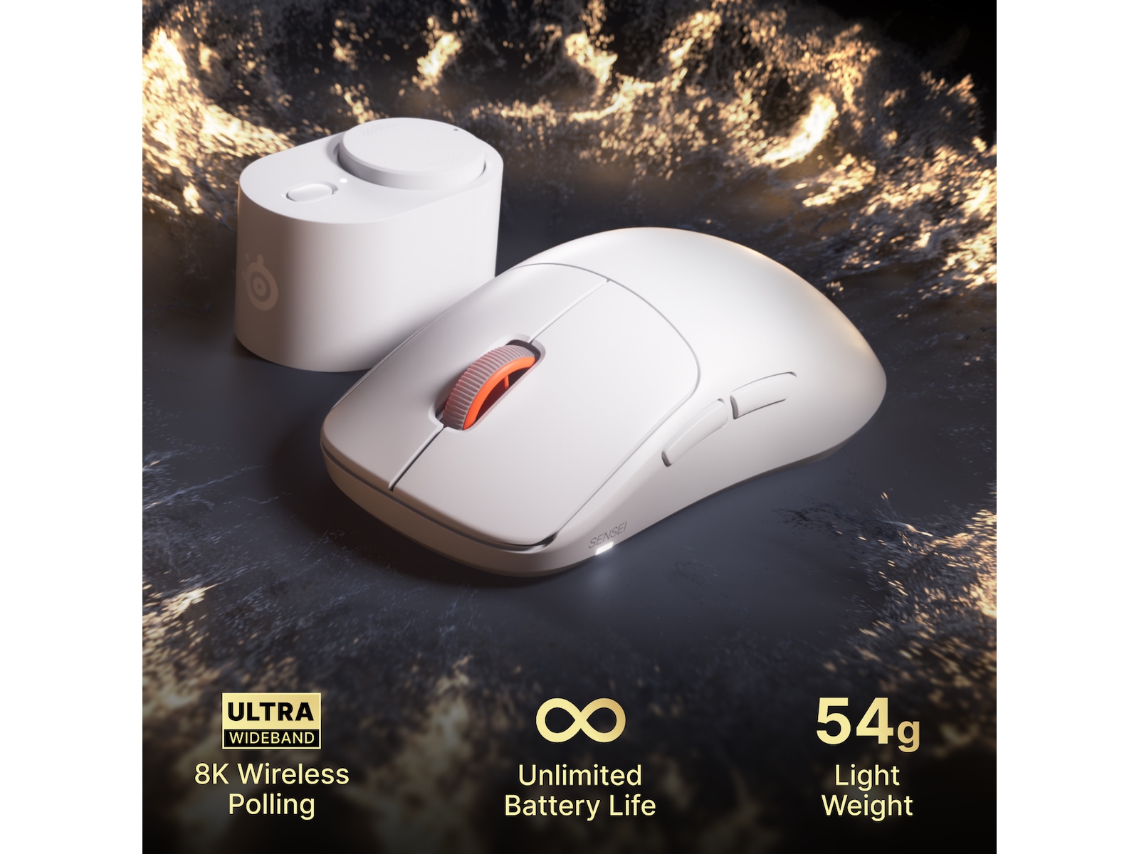 SteelSeries Sensei Pro Wireless (hvit) Gamingmus