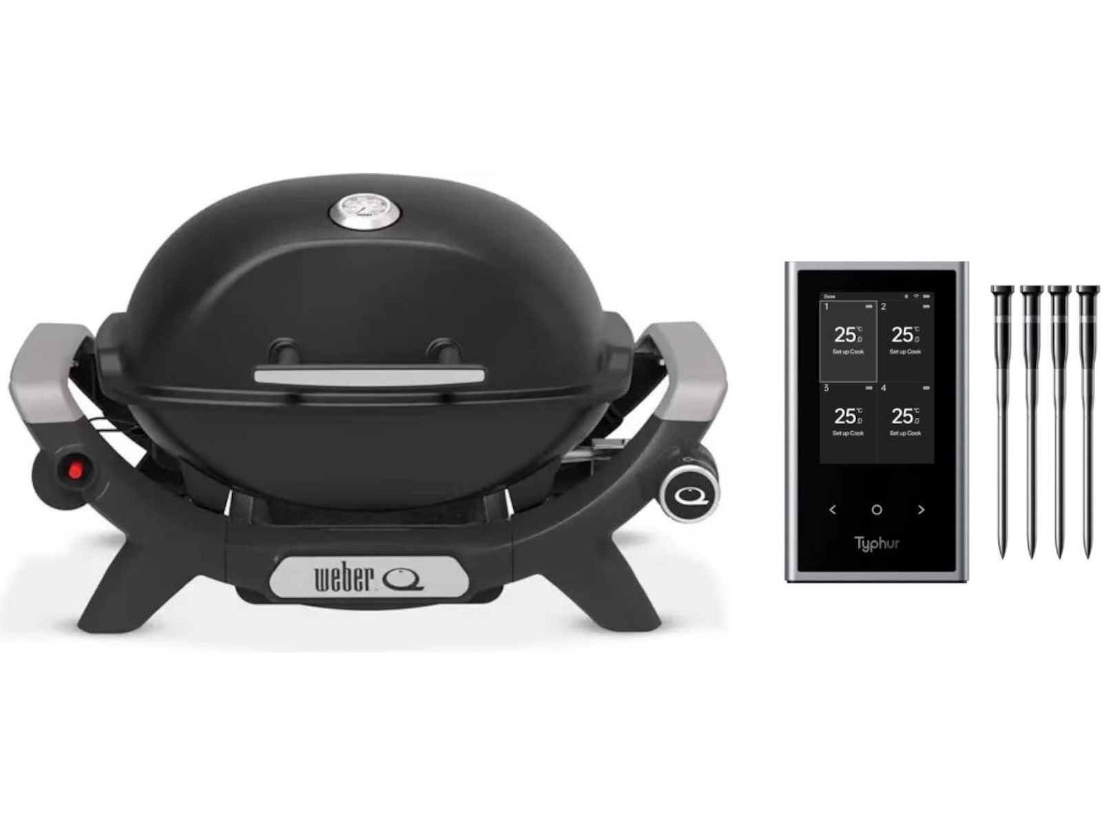 Weber Q1100N Gassgrill + Typhur Sync Quad Kjøttermometer Grill