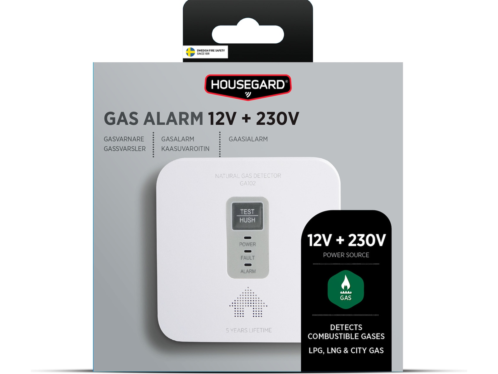 Housegard Gasvarnare 12V + 230V Røykvarslerer