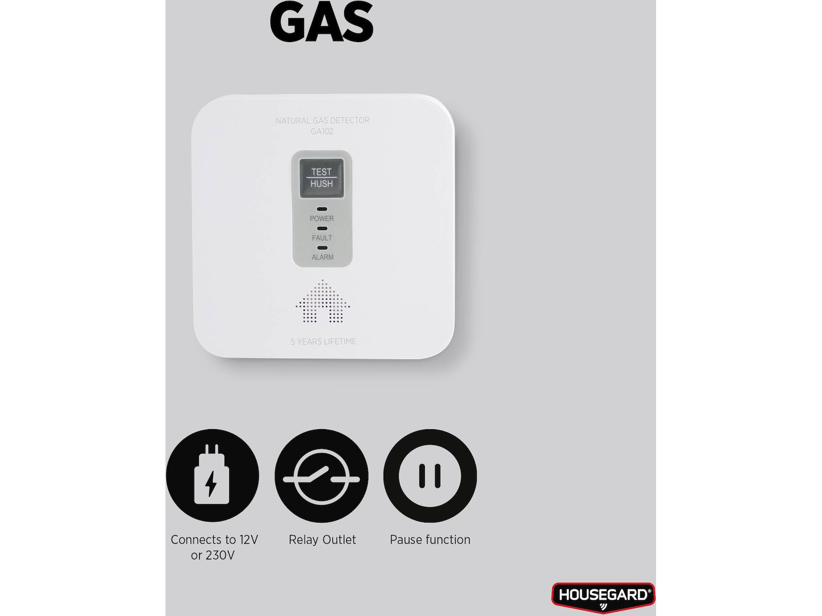 Housegard Gasvarnare 12V + 230V Røykvarslerer