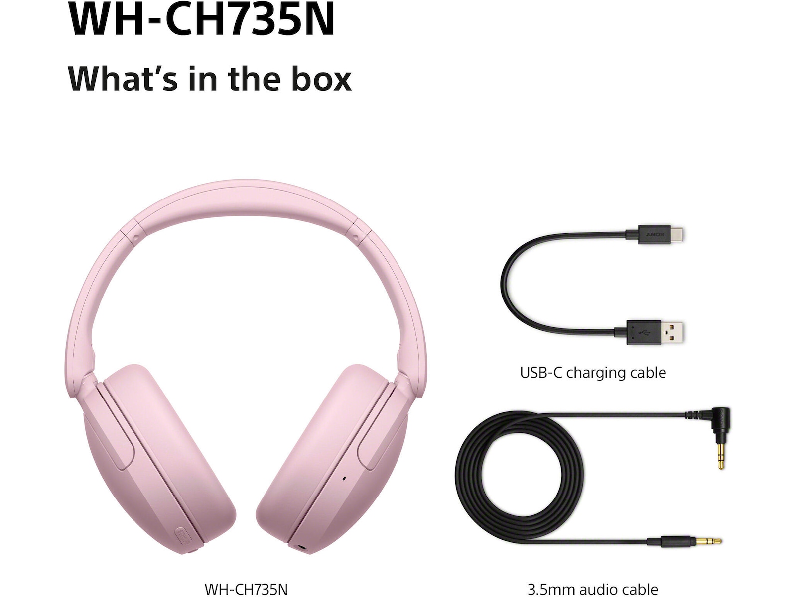 Sony WH-CH735N trådløse hodetelefoner med støydemping (rosa) Hodetelefoner