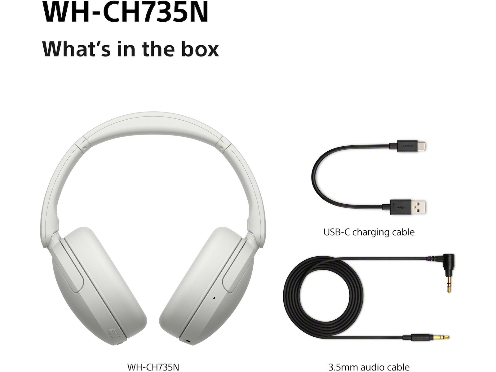 Sony WH-CH735N Trådløse Hodetelefoner (hvit) Hodetelefoner