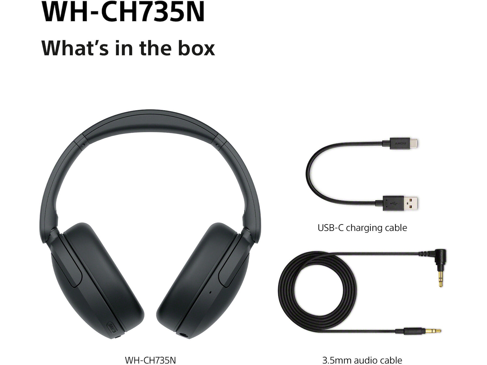 Sony WH-CH735N Trådløse Hodetelefoner med Støydemping (sort) Hodetelefoner