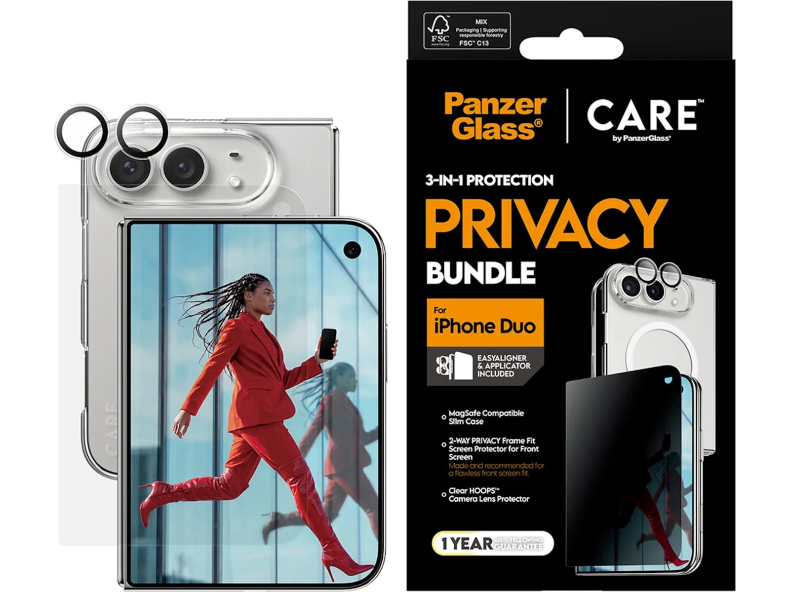 PanzerGlass CARE iPhone Duo Privacy 3-in-1 Bundle Mobildeksel