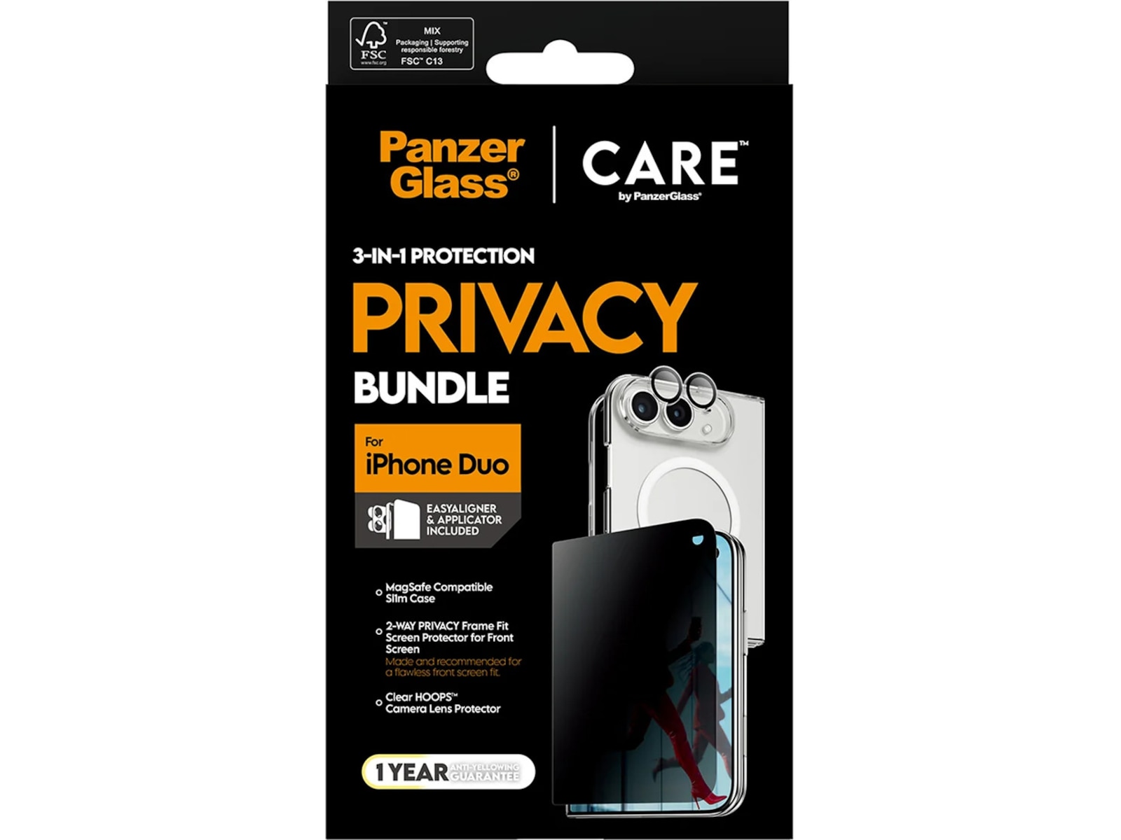 PanzerGlass CARE iPhone Duo Privacy 3-in-1 Bundle Mobildeksel