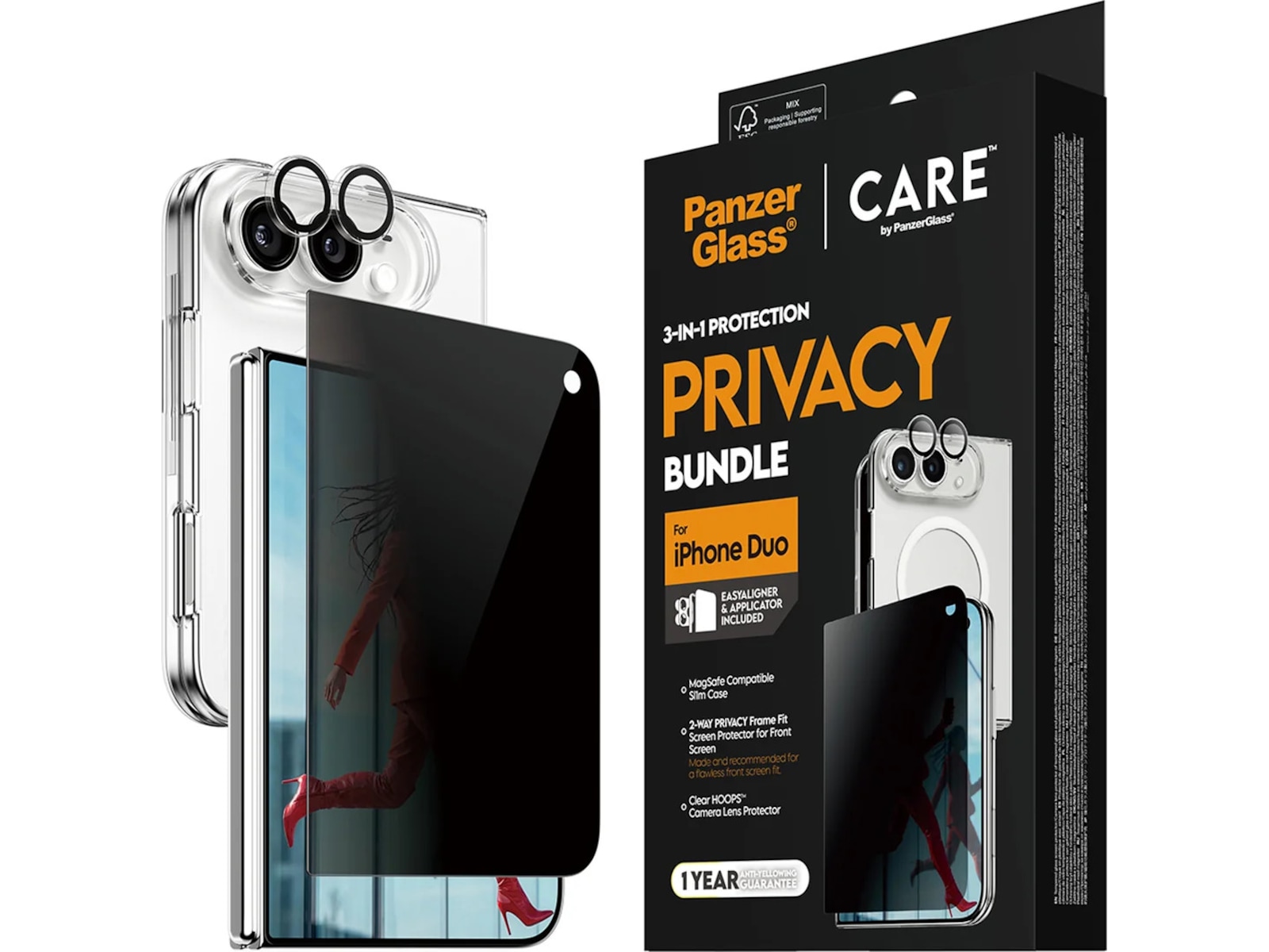 PanzerGlass CARE iPhone Duo Privacy 3-in-1 Bundle Mobildeksel
