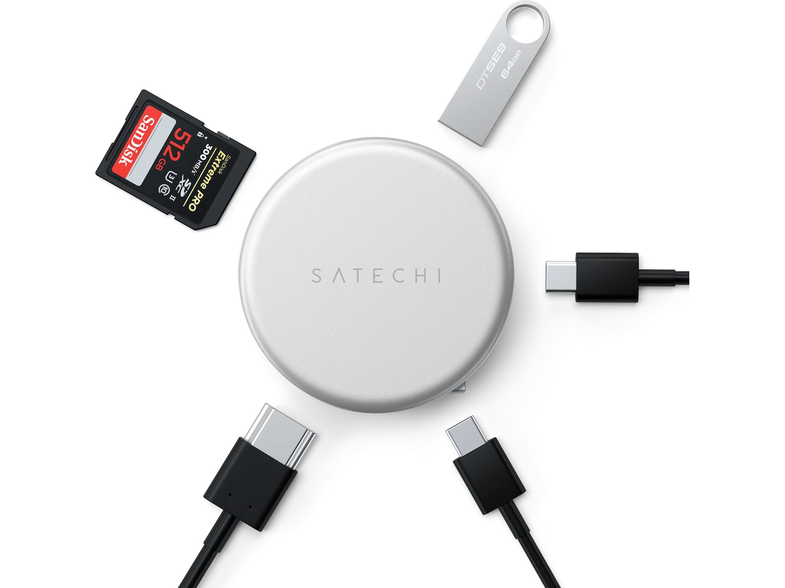 Satechi OntheGo 5-i-1 Multiport Adapter (Silver) Dockingstasjon & USB-HUB