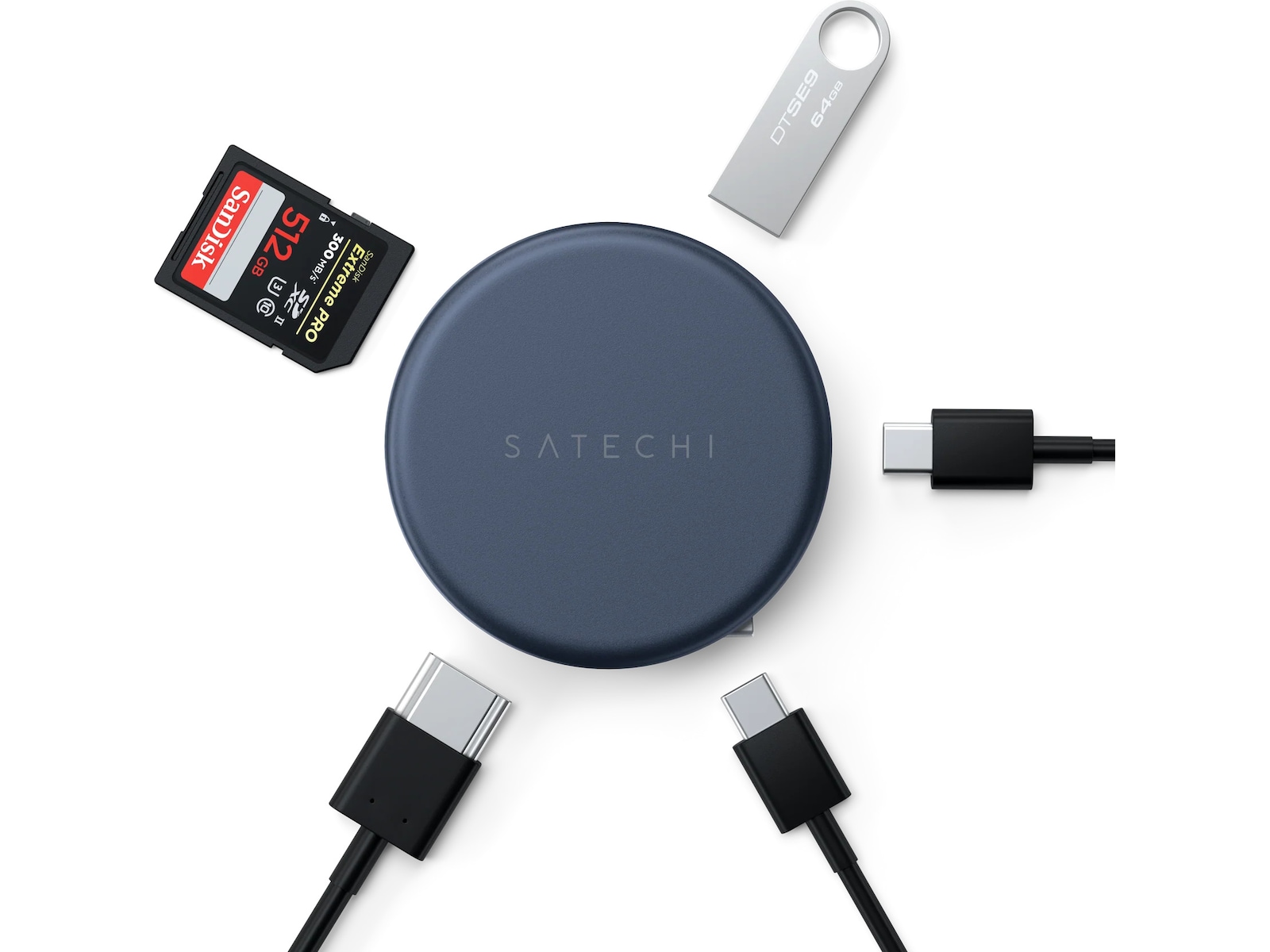 Satechi OntheGo 5-i-1 Multiport Adapter (indigo) Dockingstasjon & USB-HUB