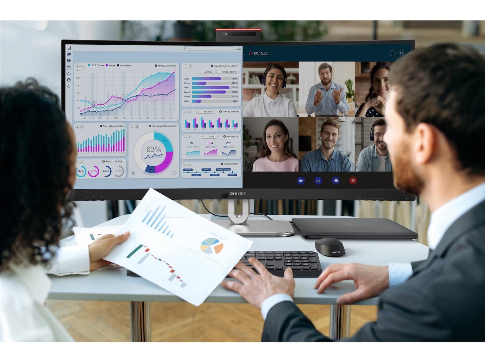 Philips 34" curved skjerm 34B2U6603CH/00 -B-Grade Demo skjermer