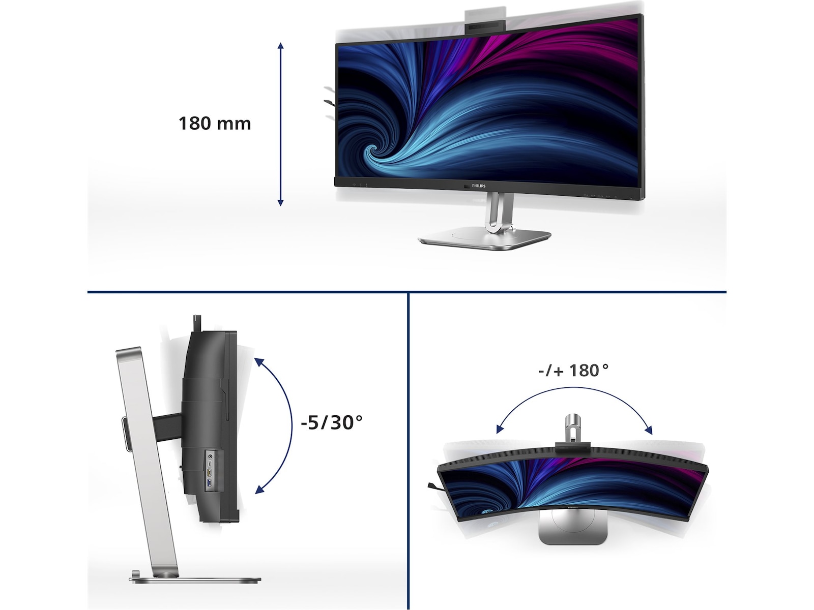 Philips 34" curved skjerm 34B2U6603CH/00 -B-Grade Demo skjermer