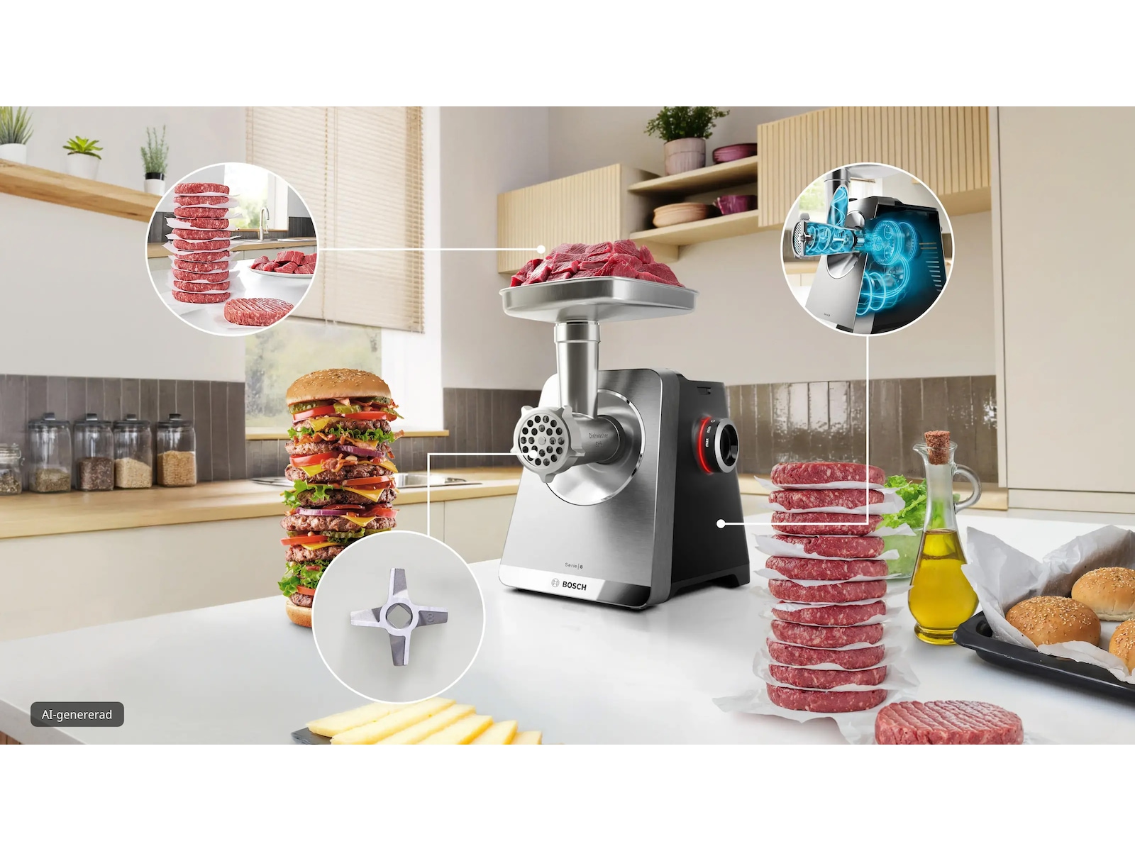 Bosch Serie 8 Kjøttkvern MultiPower 2500 W Rustfritt stål Andre kjøkkenapparater