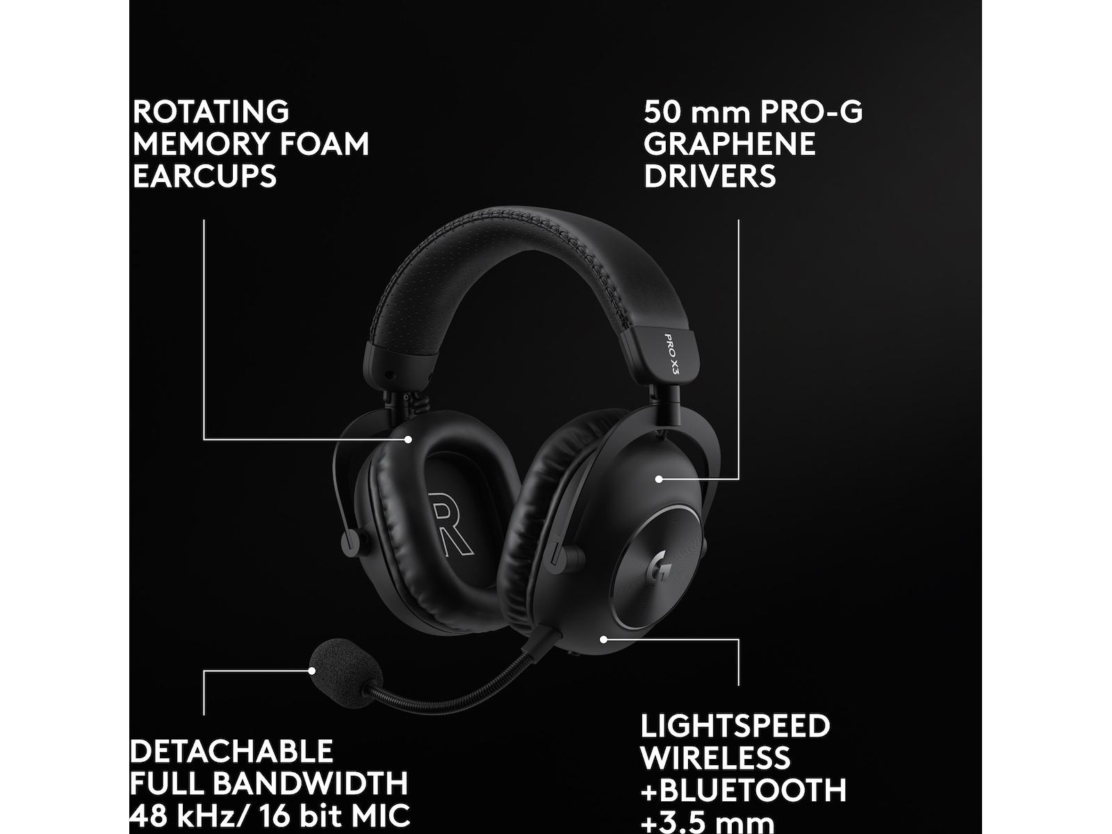 Logitech G PRO X3 LIGHTSPEED trådløst gaming headset (sort) Gamingheadset
