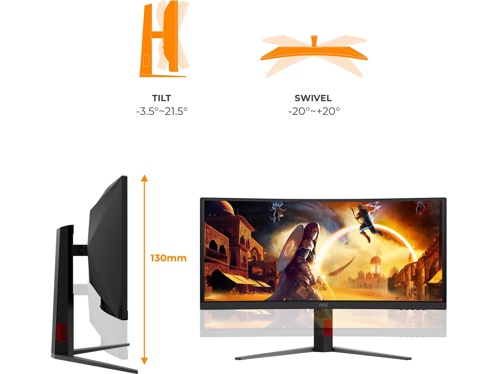 AOC 34" curved gamingskjerm CU34G4CA Gamingskjermer