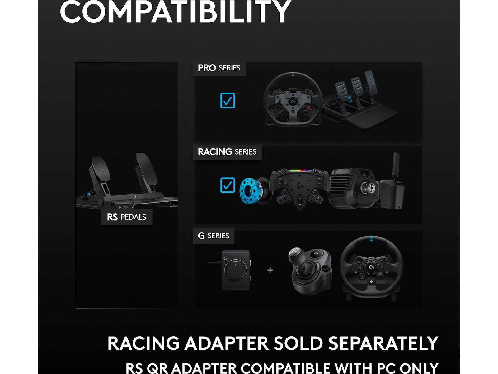 Logitech RS Pedals SE Ratt og pedaler
