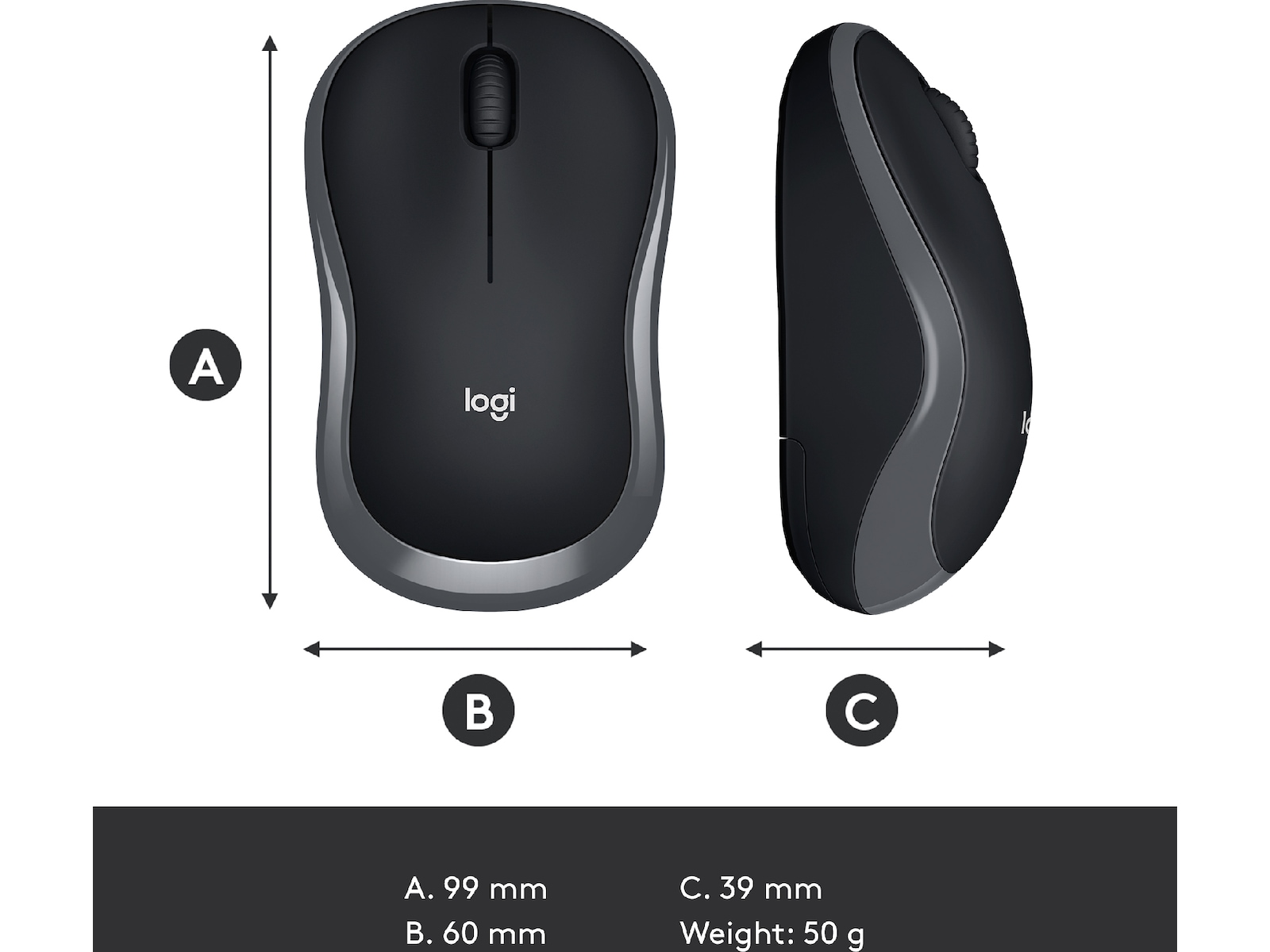 Logitech M185 Trådløs Mus Swift Grey Mus